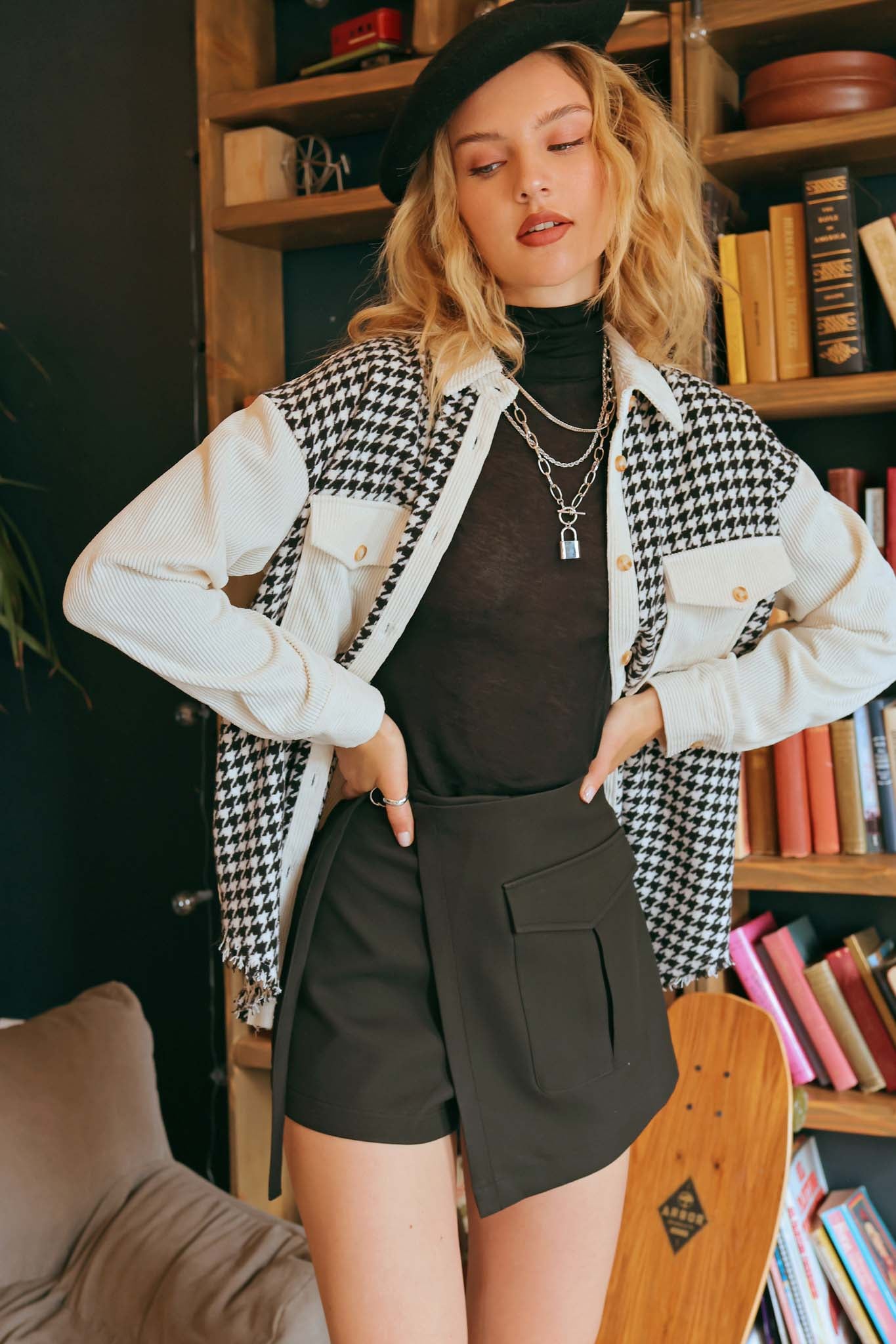 COLORBLOCK HOUNDSTOOTH SHACKET