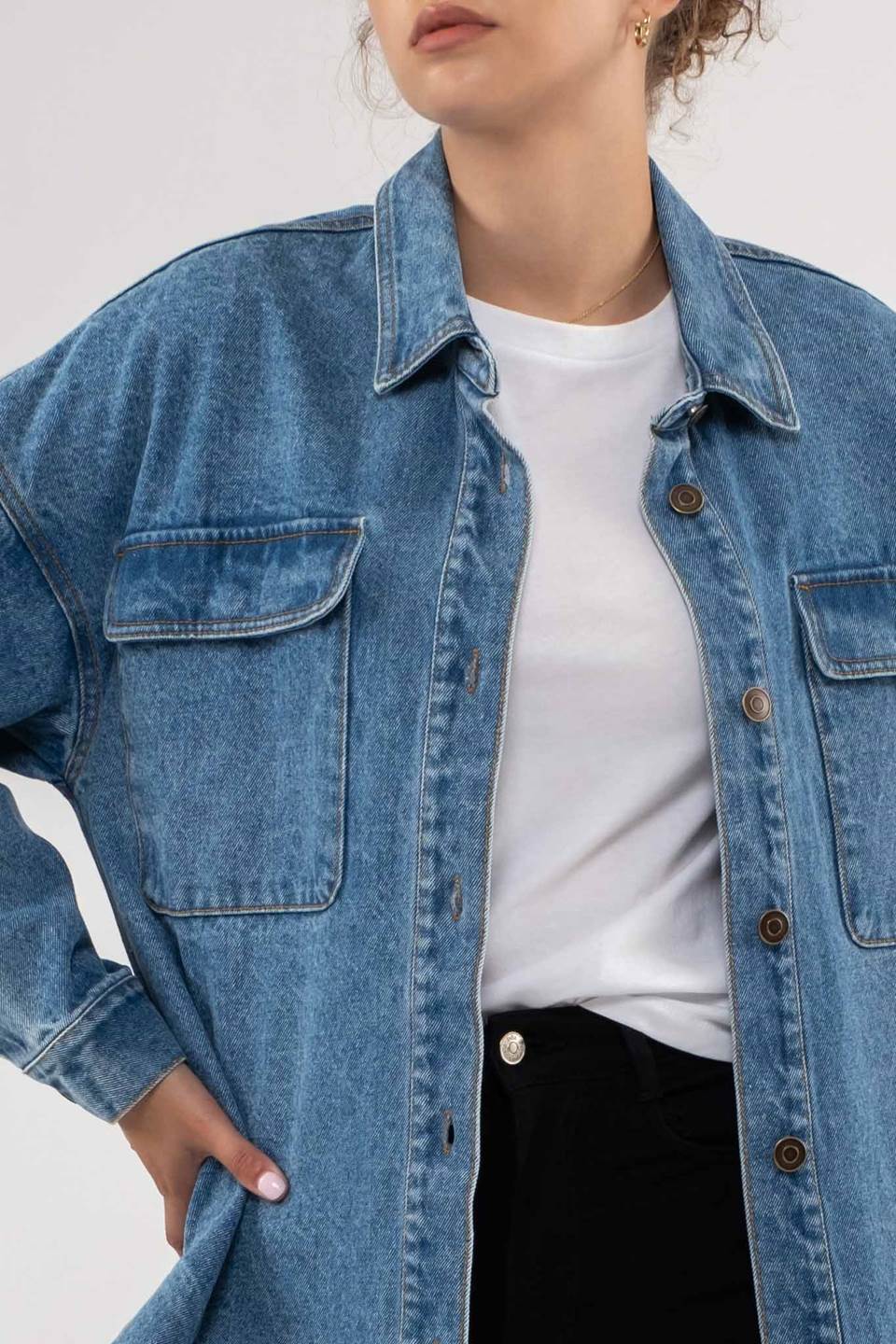 DROP SHOULDER DENIM SHACKET