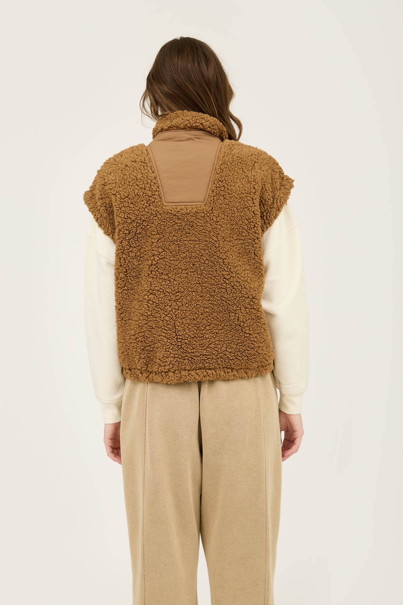 TEDDY BUTTON DOWN FAUX SHEARLING VEST