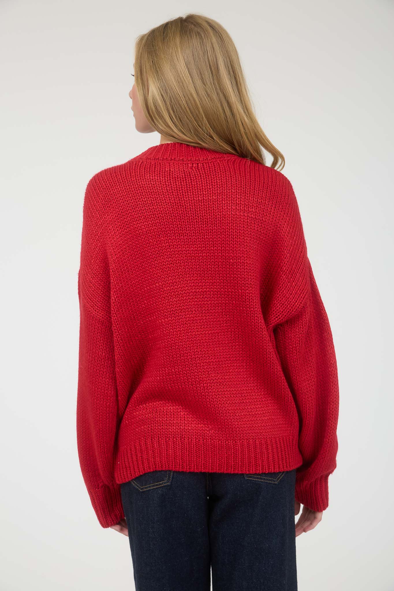 BOW DETAIL CREW NECK LONG SLEEVE PULLOVER SWEATER