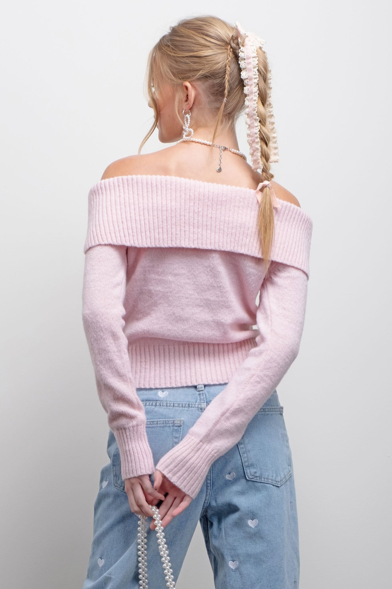 OFF THE SHOULDER KNIT PULLOVER SWEATER