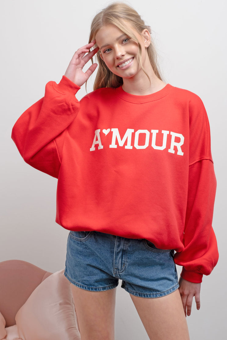 AMOUR GRAPHIC CREW NECK SWEATSHIRT (PRE-ORDER)