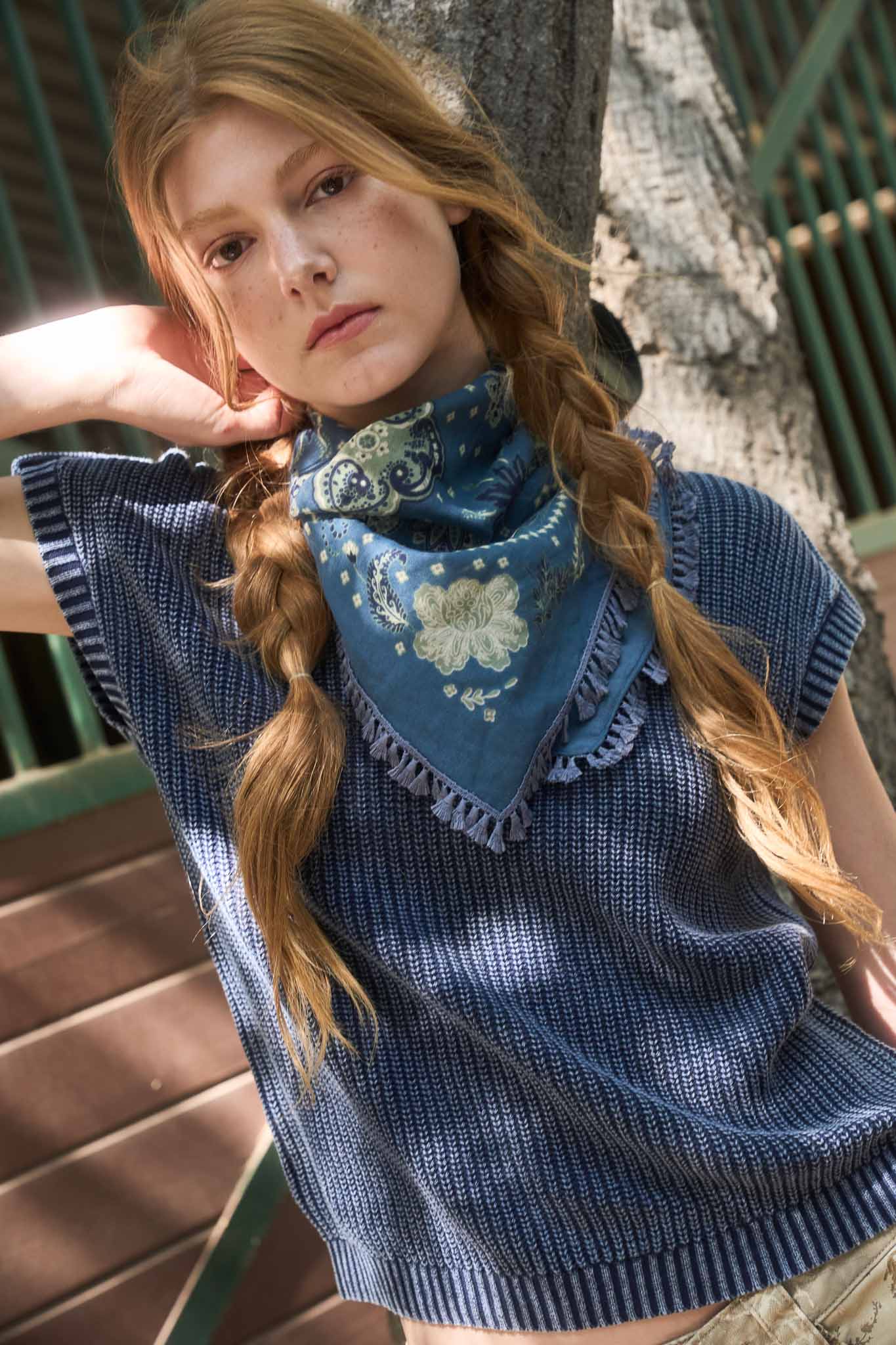 WASHED KNIT SHORT TAB SLEEVE PULLOVER SWEATER (PRE-ORDER)