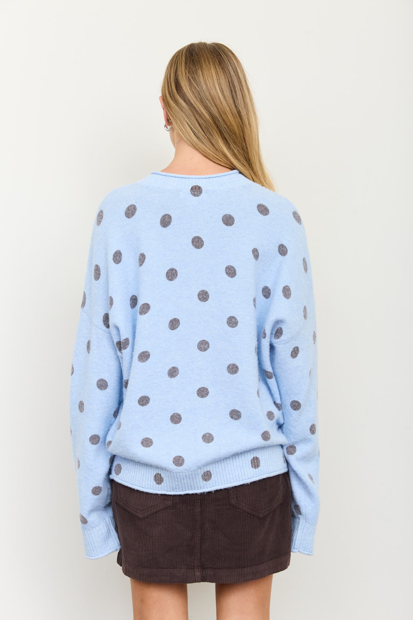 POLKA DOT RAW EDGE WIDE SLEEVE KNIT CARDIGAN (PRE-ORDER)