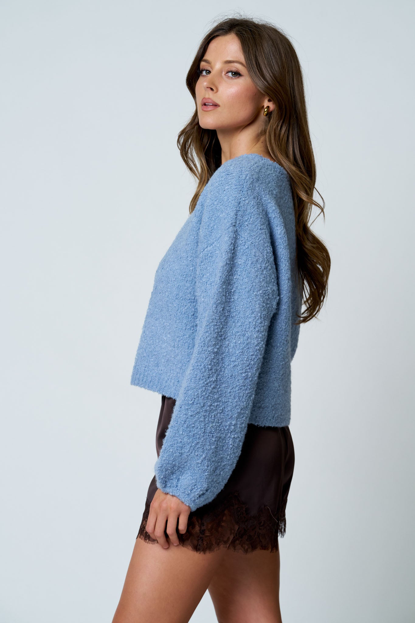 LONG SLEEVE FUZZY KNIT PULLOVER SWEATER (PRE-ORDER)