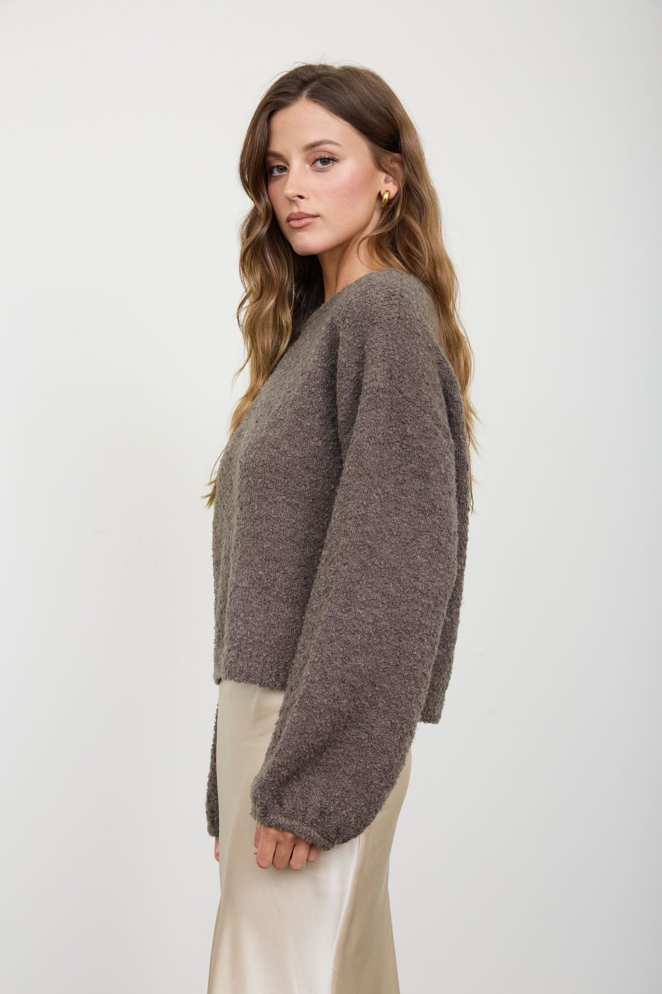 LONG SLEEVE FUZZY KNIT PULLOVER SWEATER (PRE-ORDER)