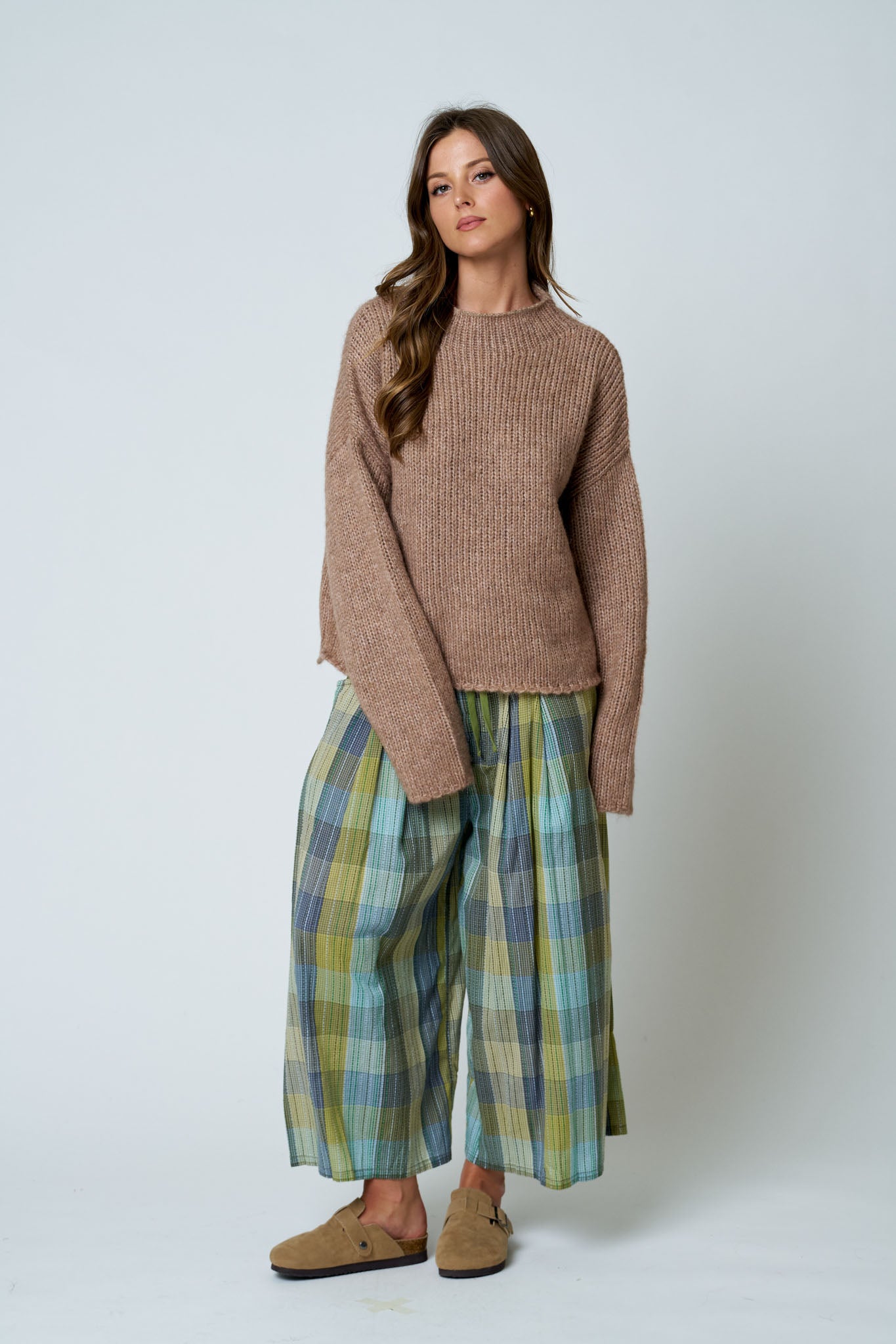 MOCK NECK LONG SLEEVE OVERSIZED KNIT SWEATER