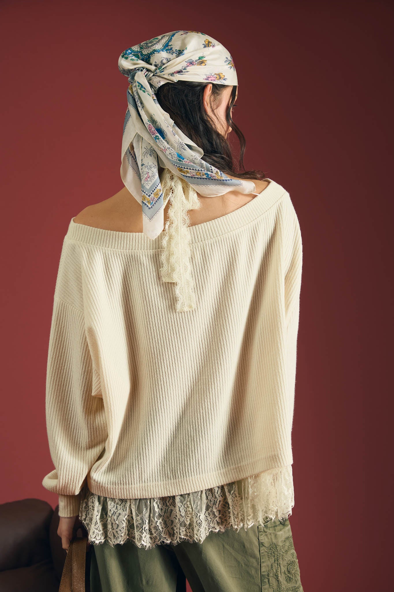 LAYERED HALTER LACE NECK OFF-SHOULDER KNIT TOP (PRE-ORDER)