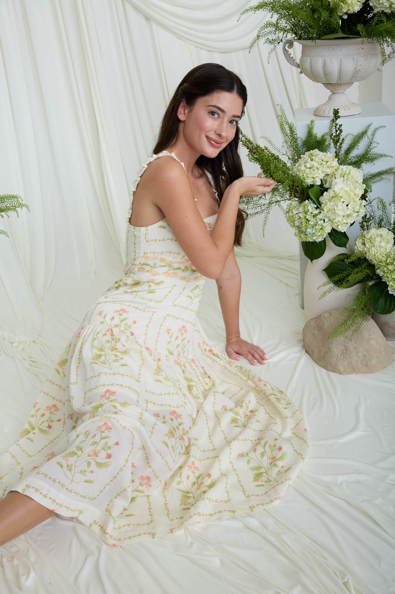 FLORAL DROP WAIST SLEEVELESS MIDI DRESS (PRE-ORDER)