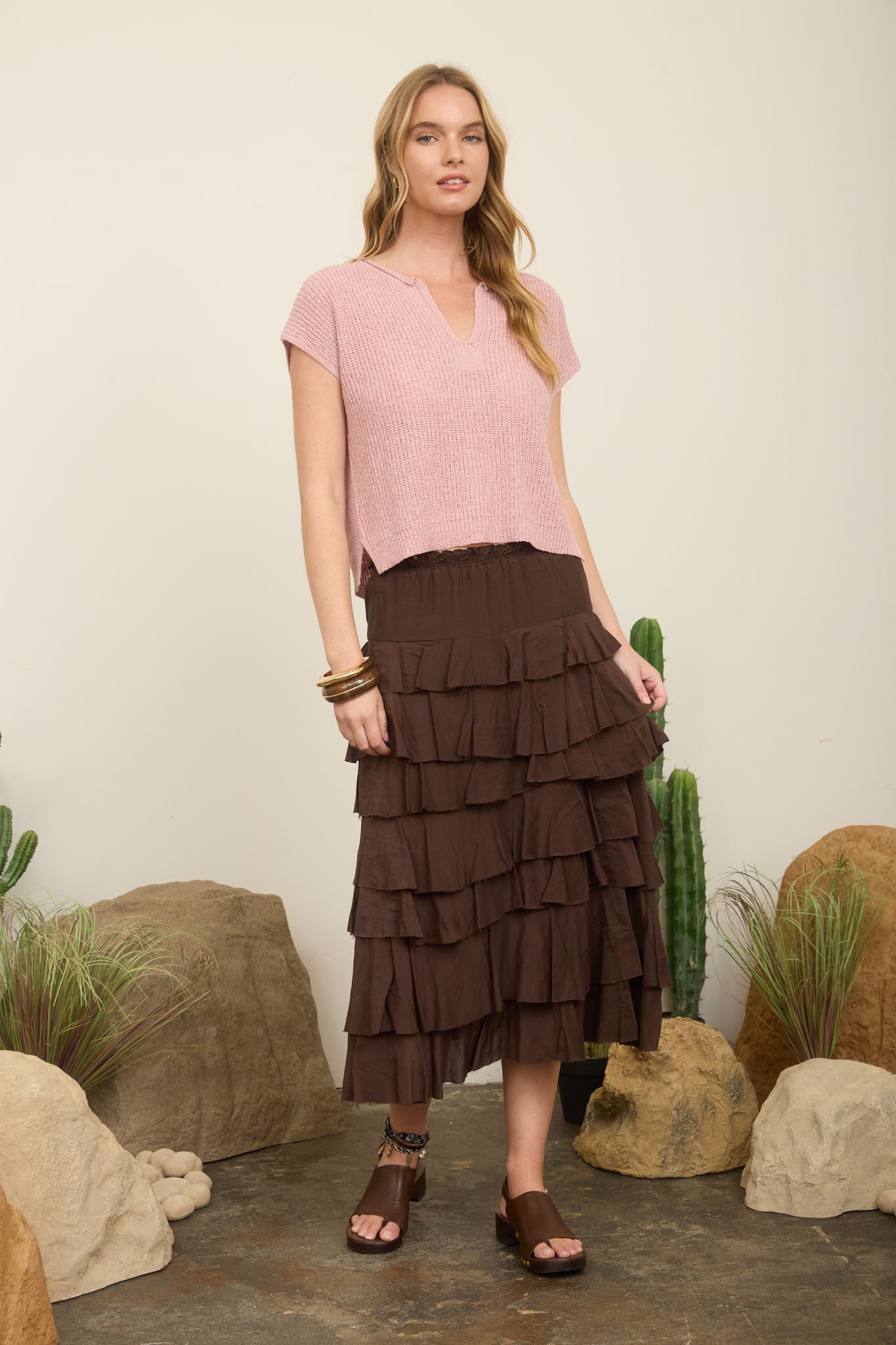 SPLIT NECK BATWING SLEEVELESS KNIT SWEATER (PRE-ORDER)