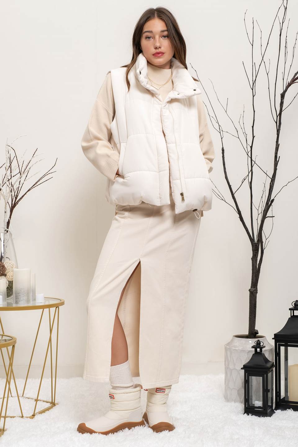 SOLID ZIP UP PUFFER VEST