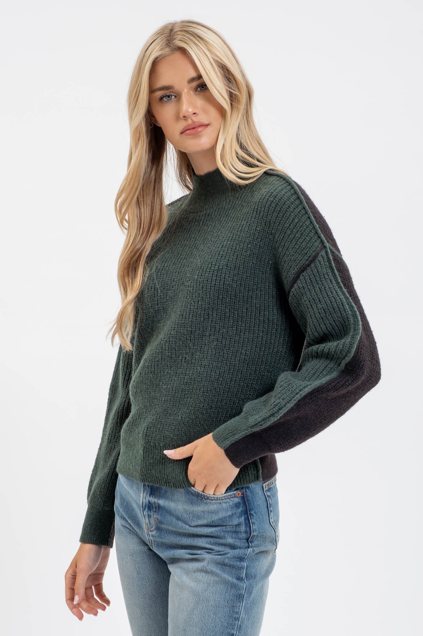 Royal Colorblock Stripe Expose Seam Sweater main image 0