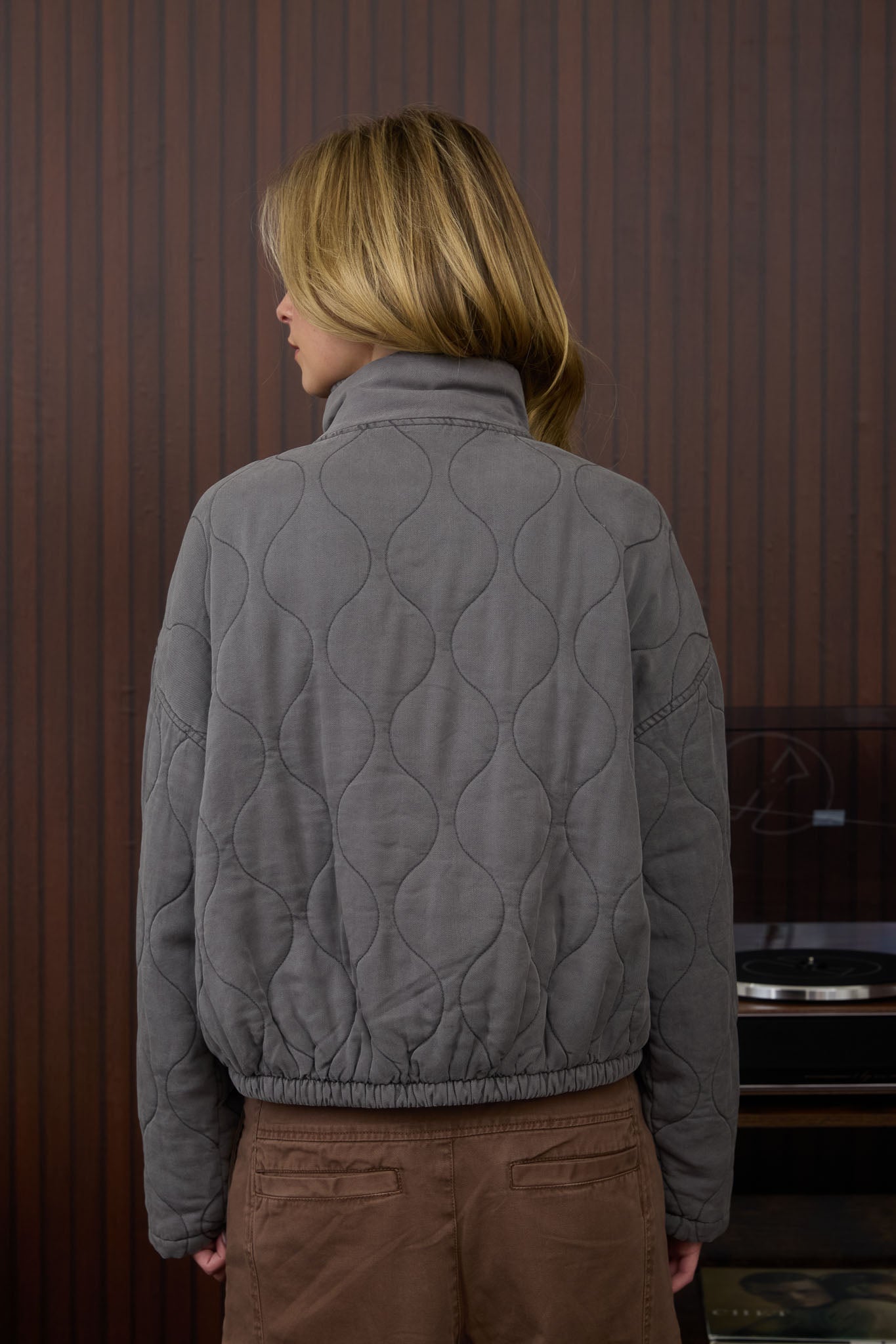 WASHED QUILTED FRONT TIE PUFFER JACKET (PRE-ORDER)
