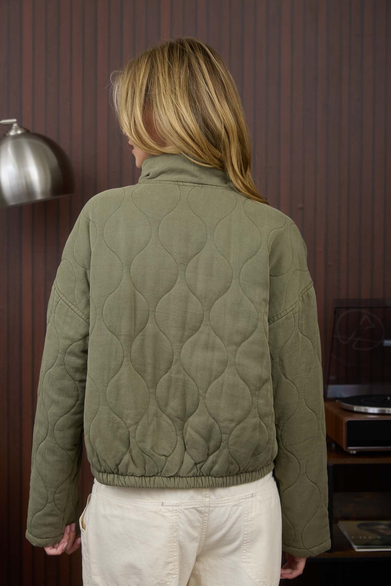WASHED QUILTED FRONT TIE PUFFER JACKET (PRE-ORDER)