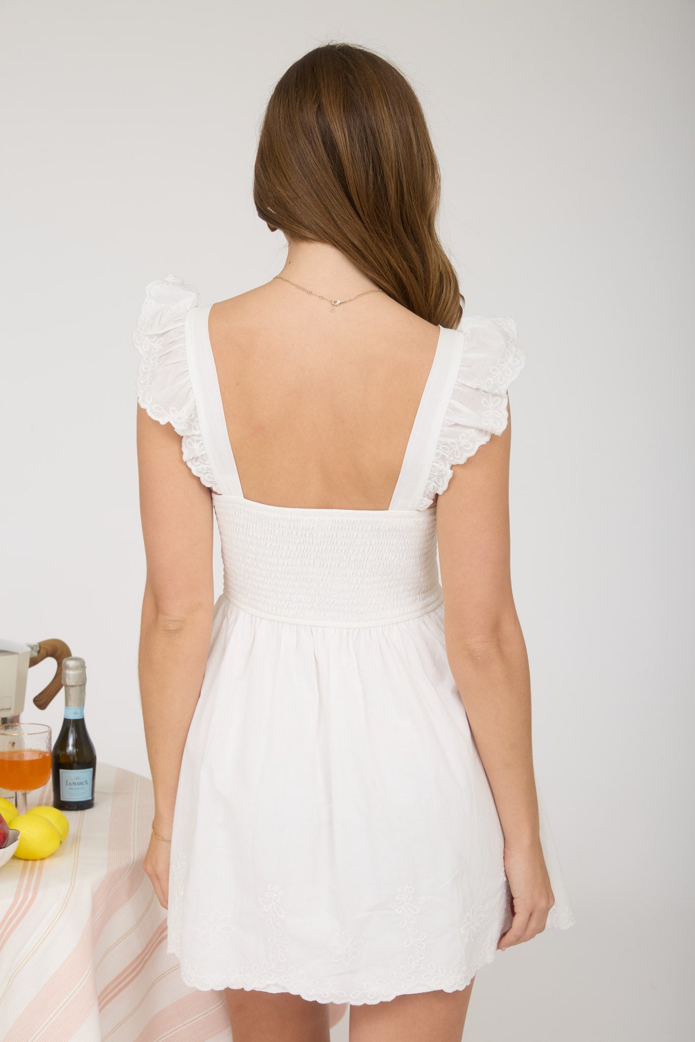 SCALLOP EMBROIDERY TRIM CORSET MINI DRESS