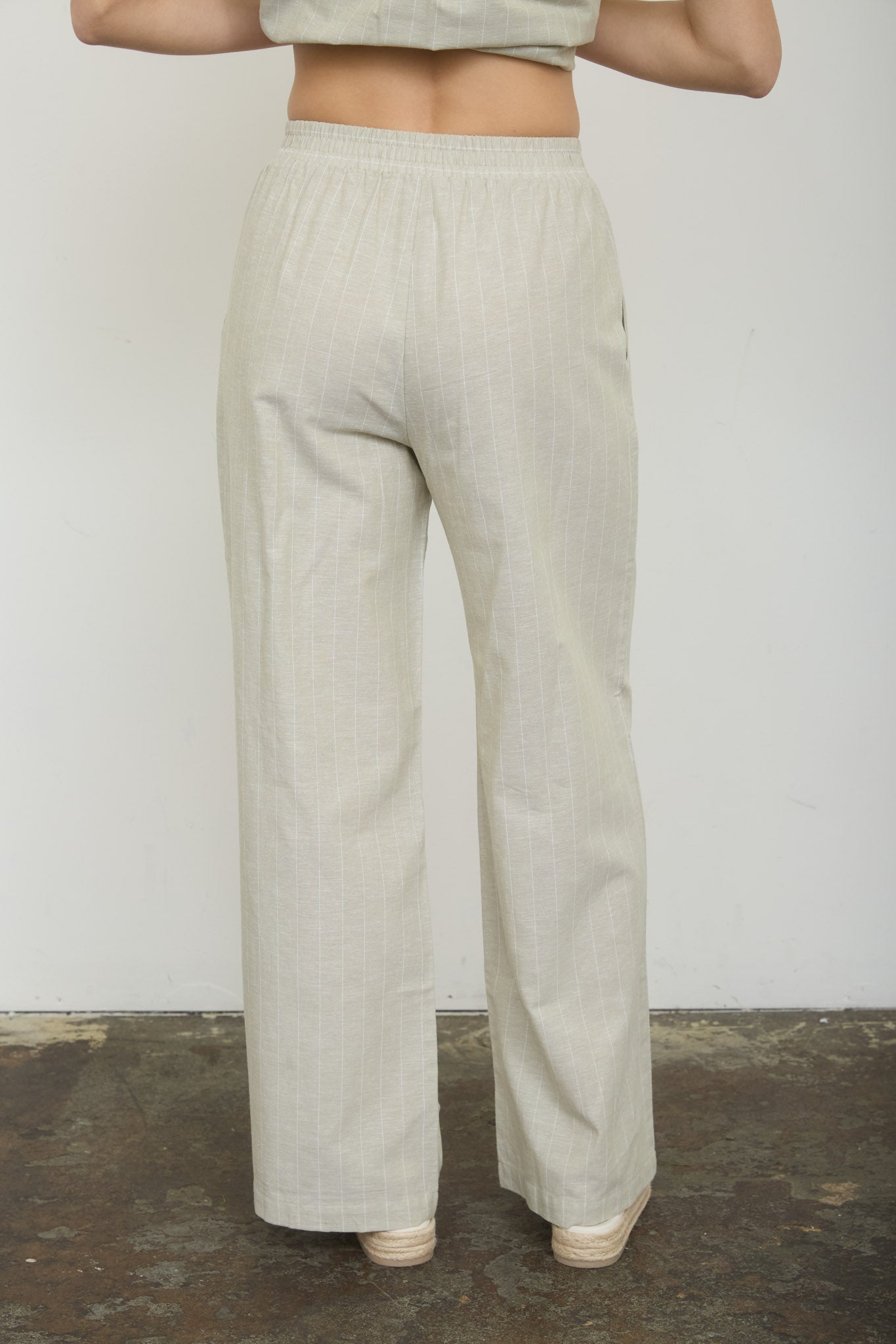 STRIPE LINEN DRAWSTRING LOUNGE PANTS