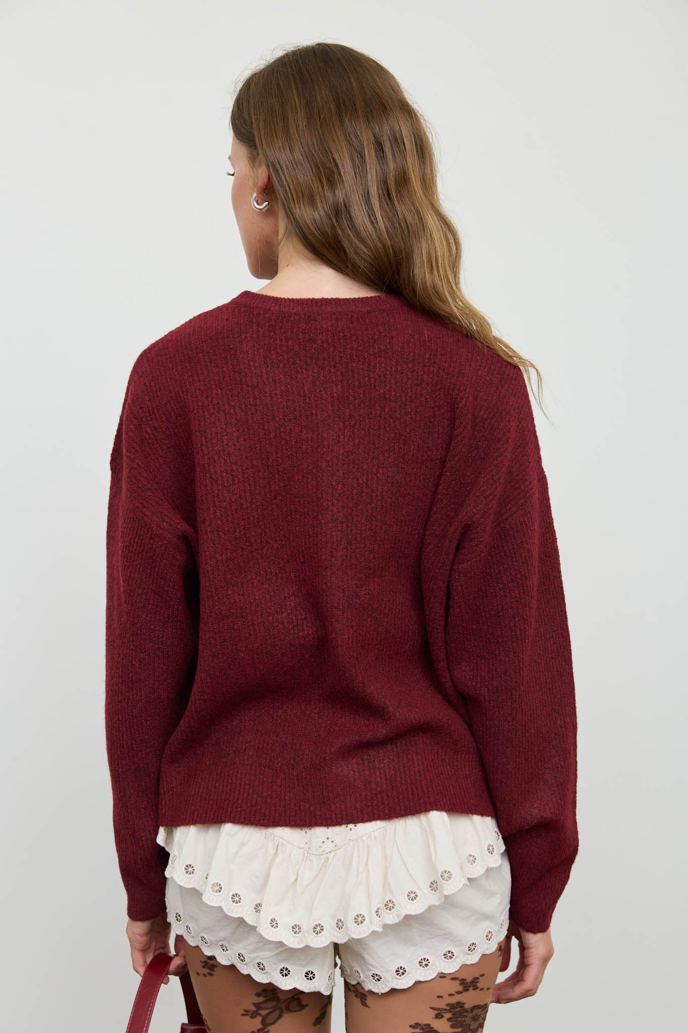 ROUND NECK BUTTON DOWN RIBBED KNIT CARDIGAN