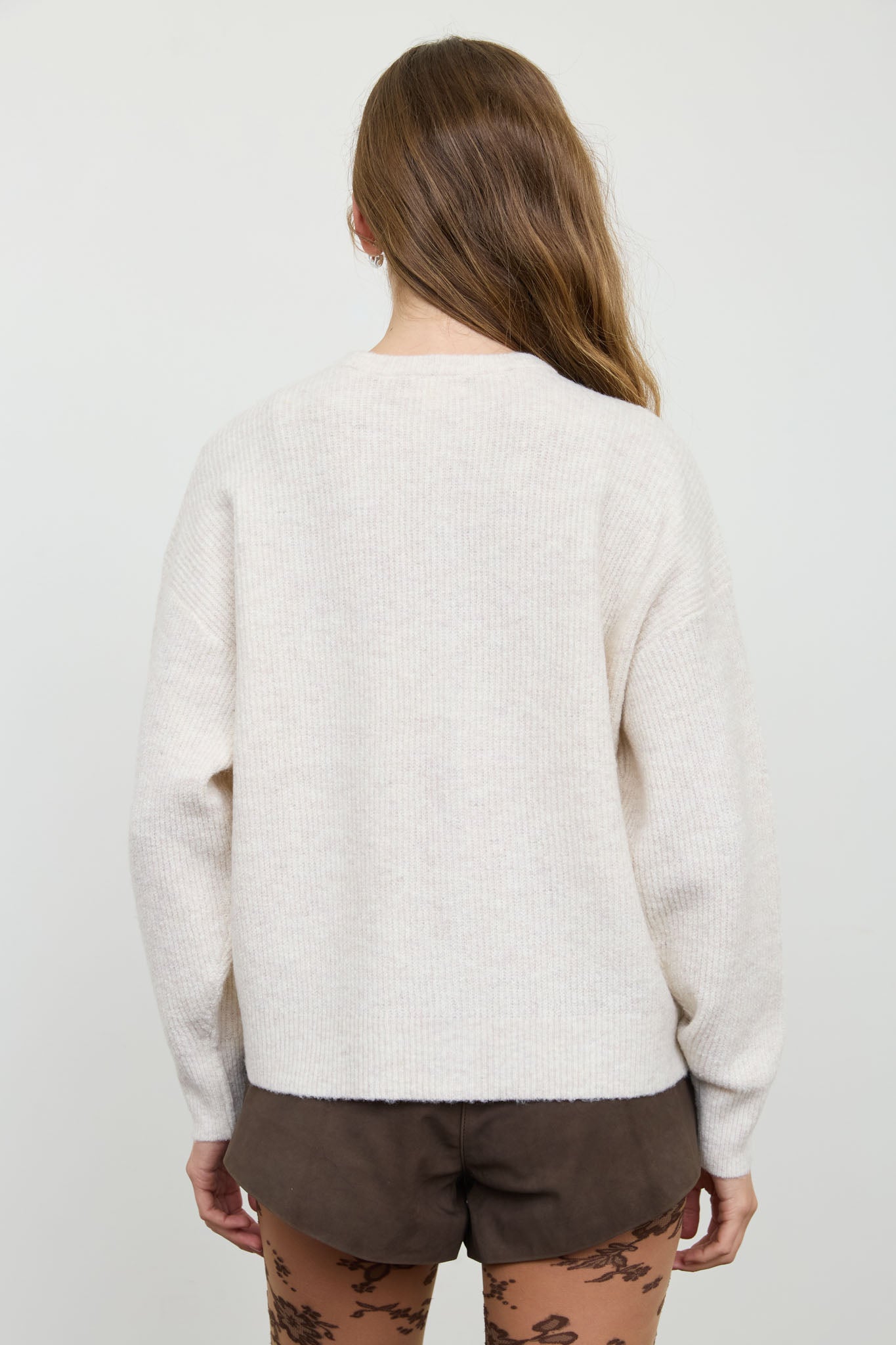 ROUND NECK BUTTON DOWN RIBBED KNIT CARDIGAN