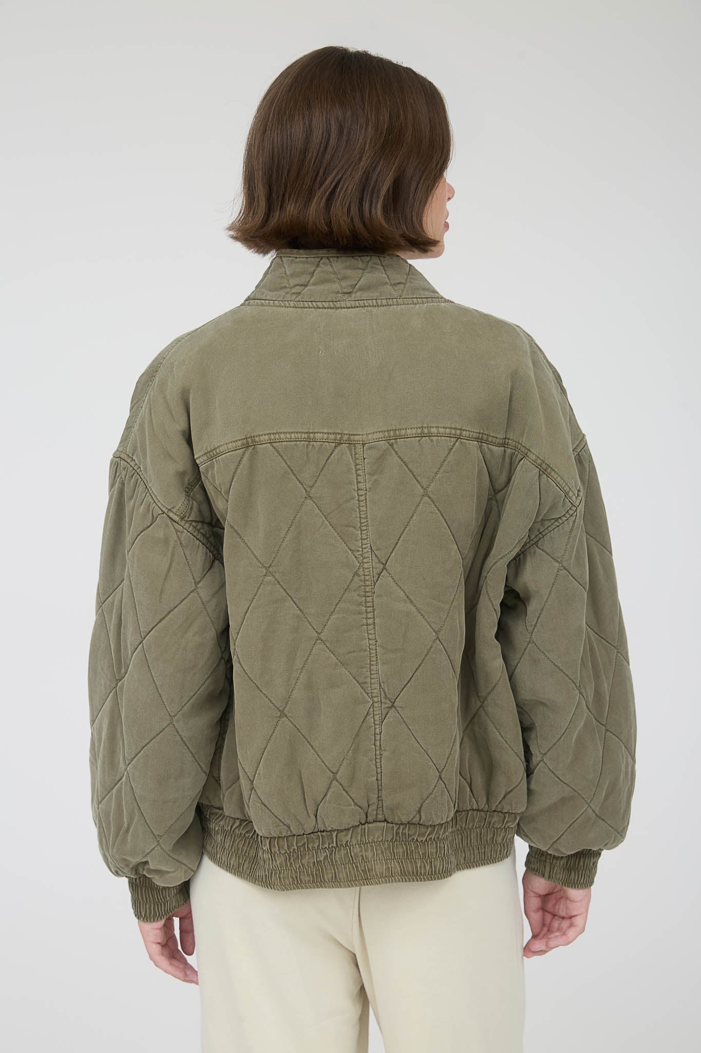 WASHED QUILTED BUTTON DOWN JACKET