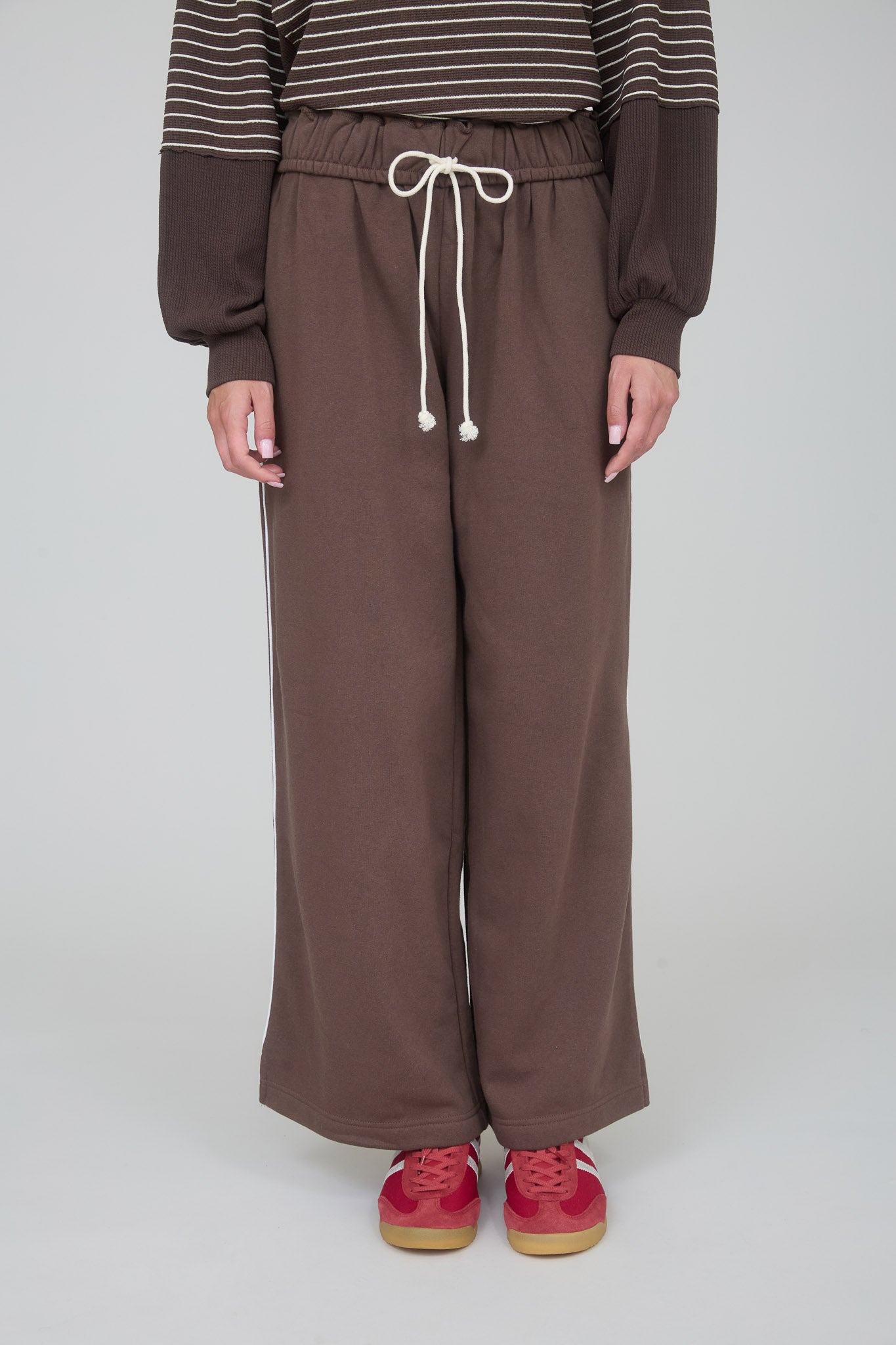 FOLD OVER DRAWSTRING WAIST WIDE LEG LOUNGE PANTS