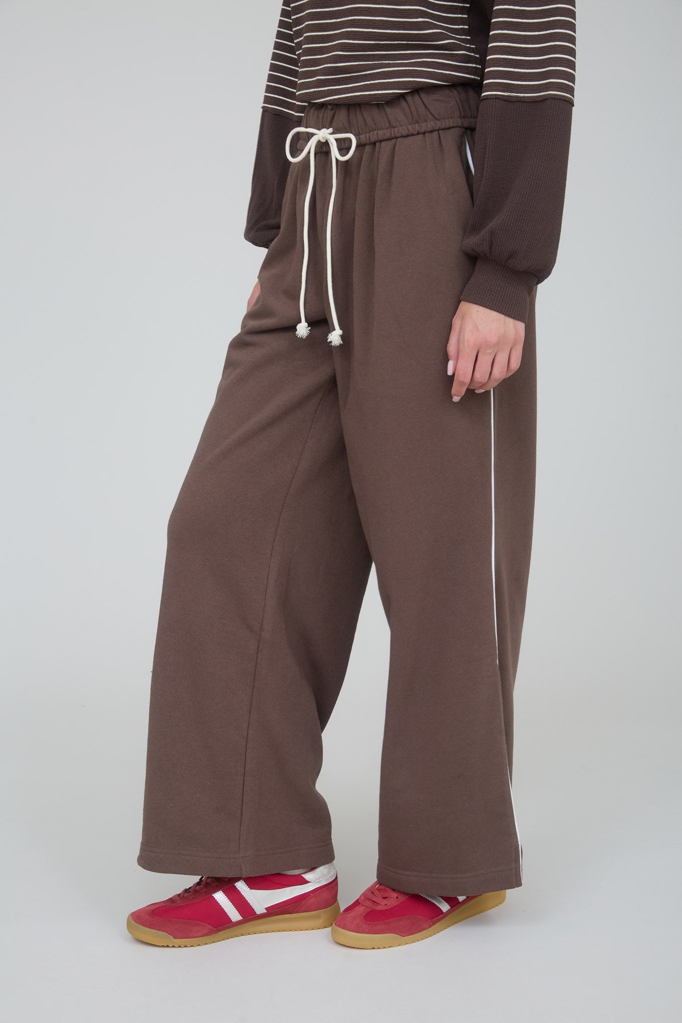 FOLD OVER DRAWSTRING WAIST WIDE LEG LOUNGE PANTS