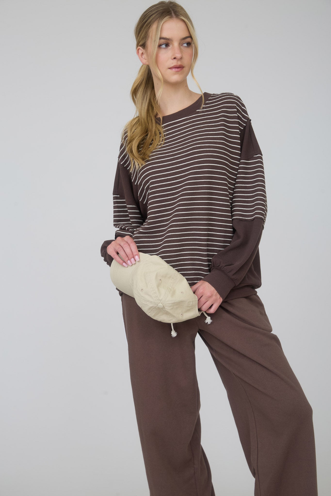 FOLD OVER DRAWSTRING WAIST WIDE LEG LOUNGE PANTS