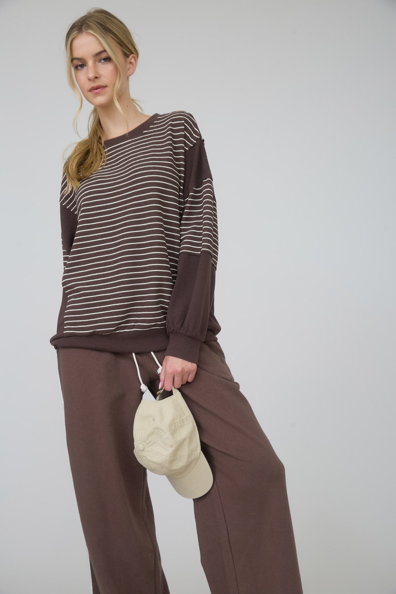 FOLD OVER DRAWSTRING WAIST WIDE LEG LOUNGE PANTS