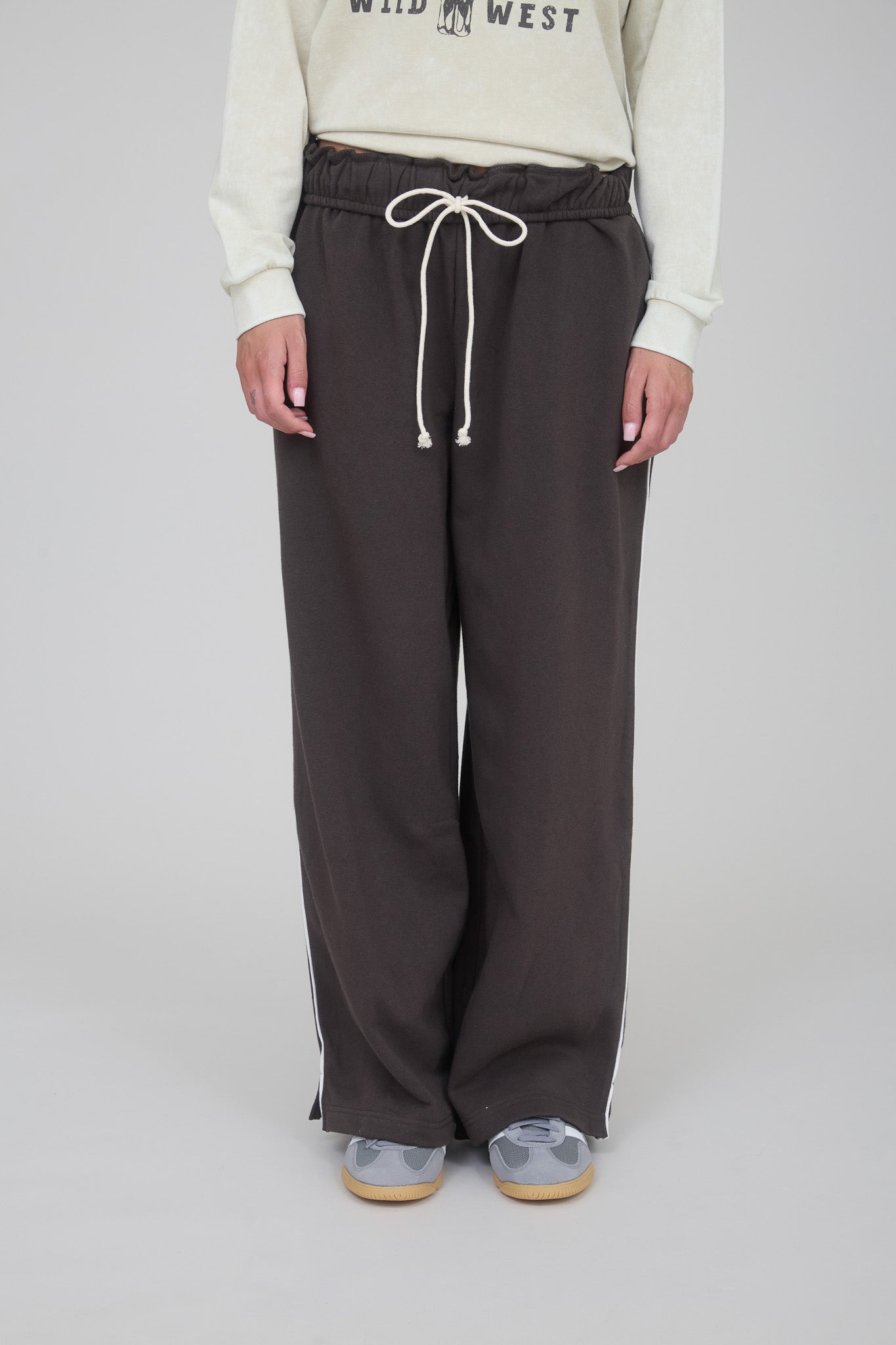 FOLD OVER DRAWSTRING WAIST WIDE LEG LOUNGE PANTS
