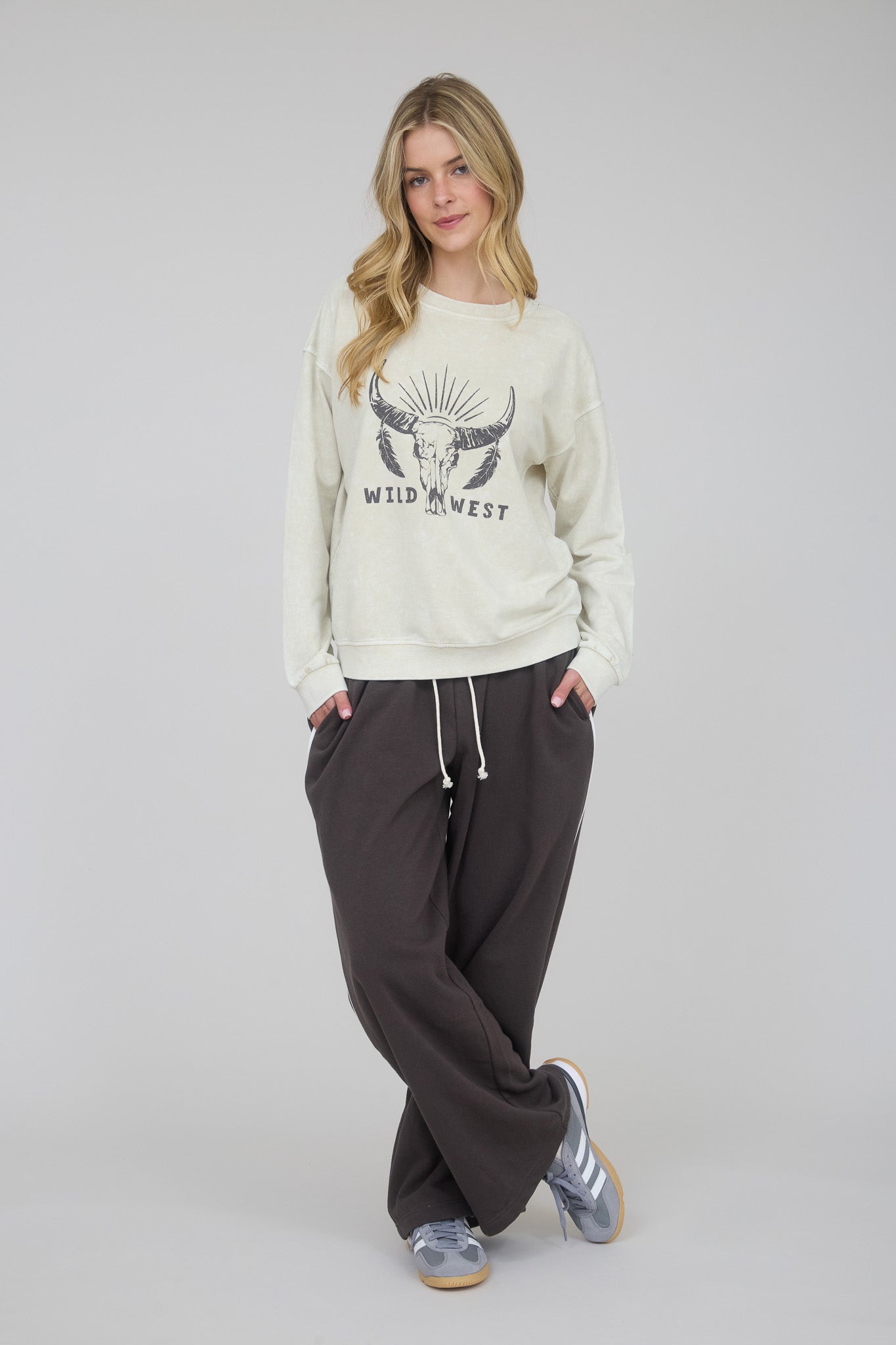 FOLD OVER DRAWSTRING WAIST WIDE LEG LOUNGE PANTS