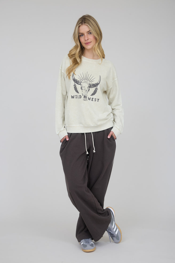 FOLD OVER DRAWSTRING WAIST WIDE LEG LOUNGE PANTS