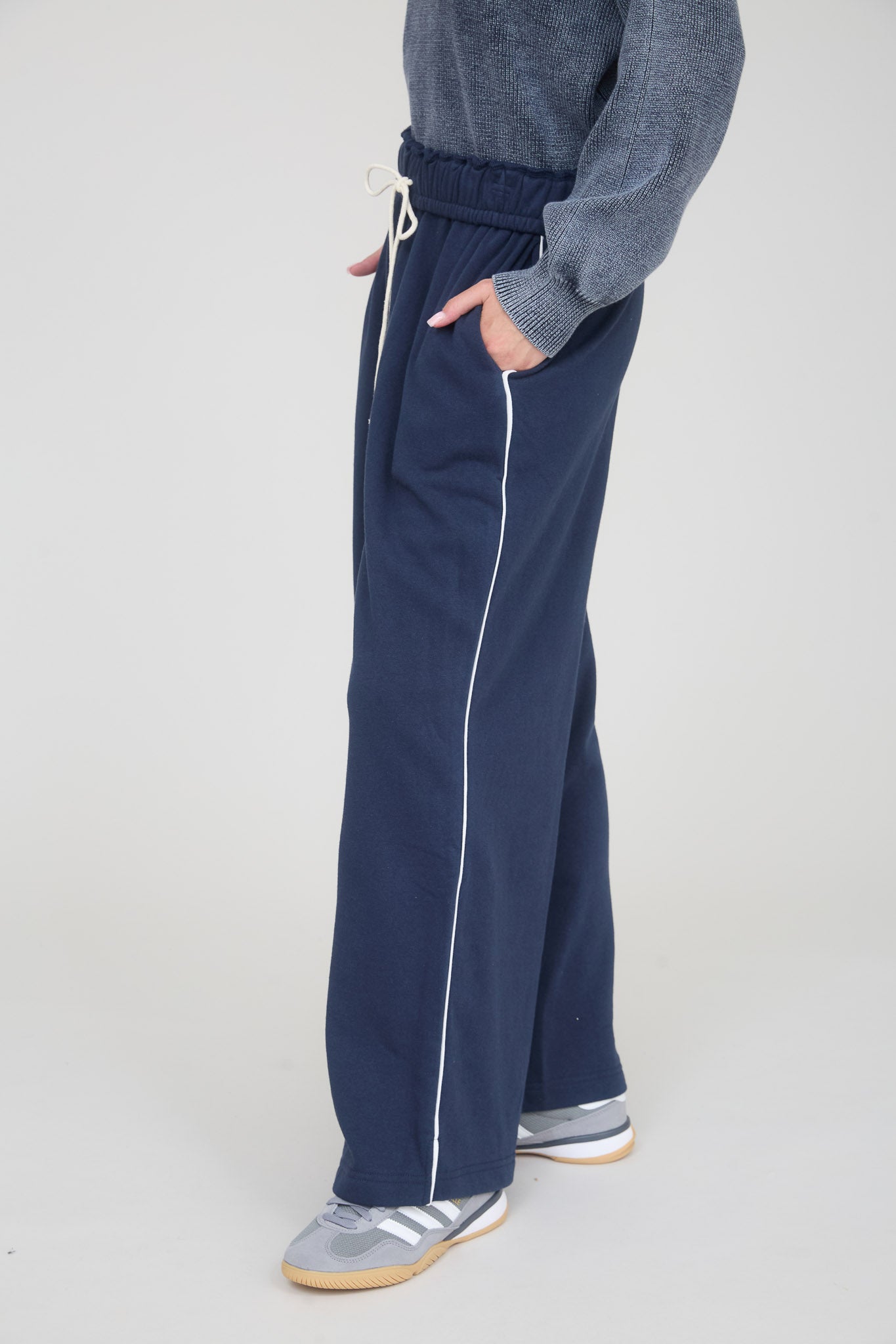 FOLD OVER DRAWSTRING WAIST WIDE LEG LOUNGE PANTS