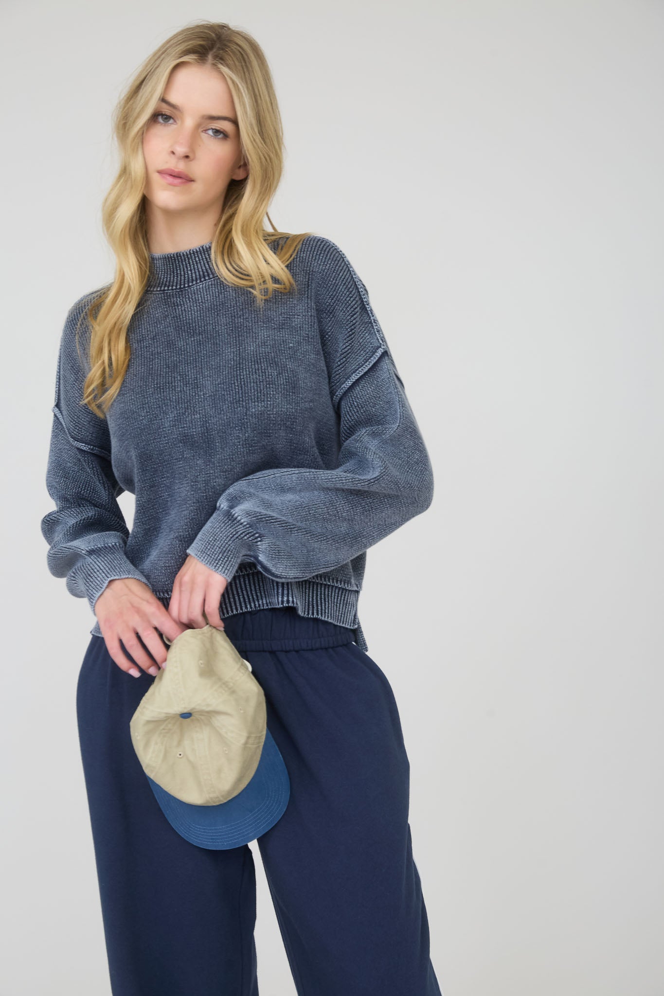 FOLD OVER DRAWSTRING WAIST WIDE LEG LOUNGE PANTS