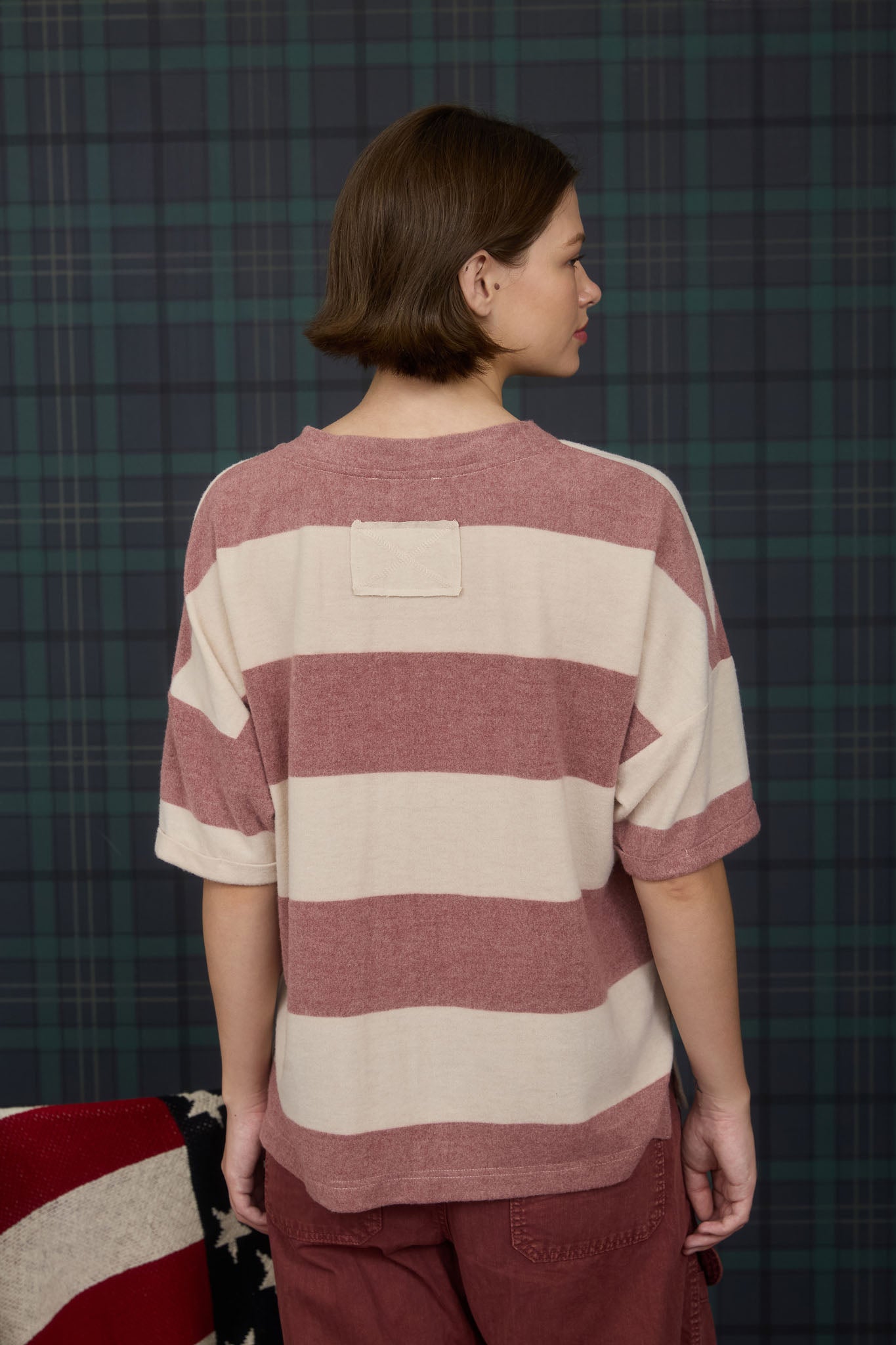 WASHED STRIPE SHORT SLEEVE KNIT TOP (PRE-ORDER)