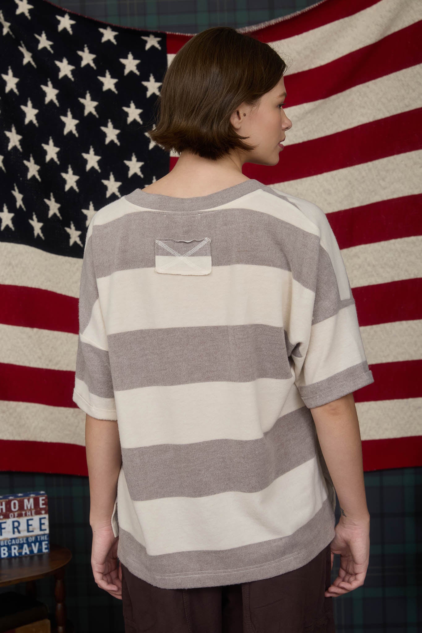 WASHED STRIPE SHORT SLEEVE KNIT TOP (PRE-ORDER)