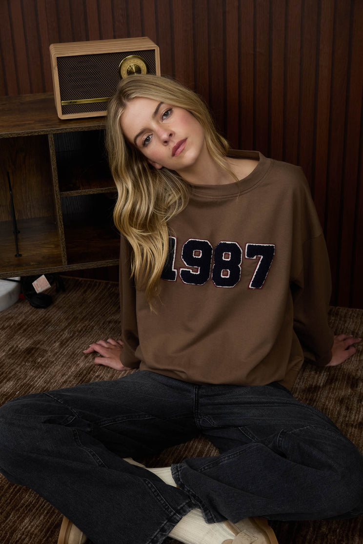 1987 VARSITY NUMBER LONG SLEEVE KNIT TOP