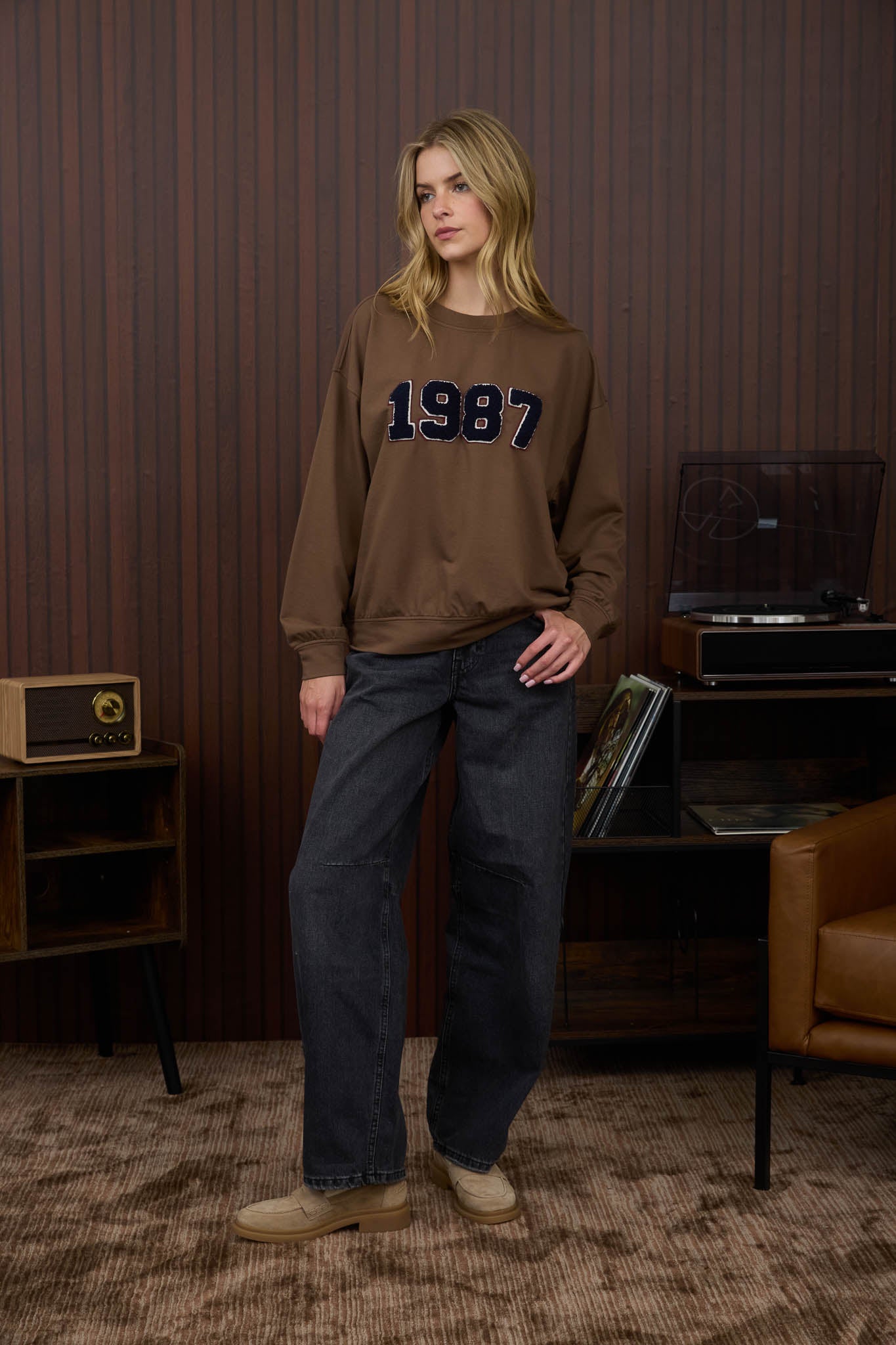 1987 VARSITY NUMBER LONG SLEEVE KNIT TOP