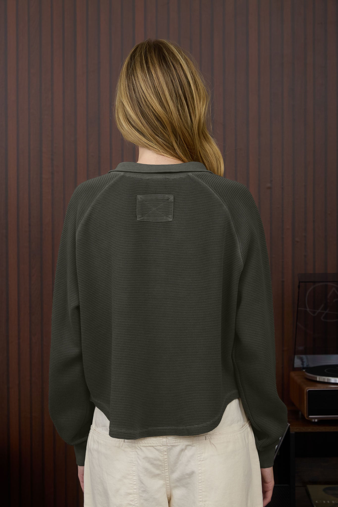 MOCK NECK HALF SNAP BUTTON LONG SLEEVE KNIT OP