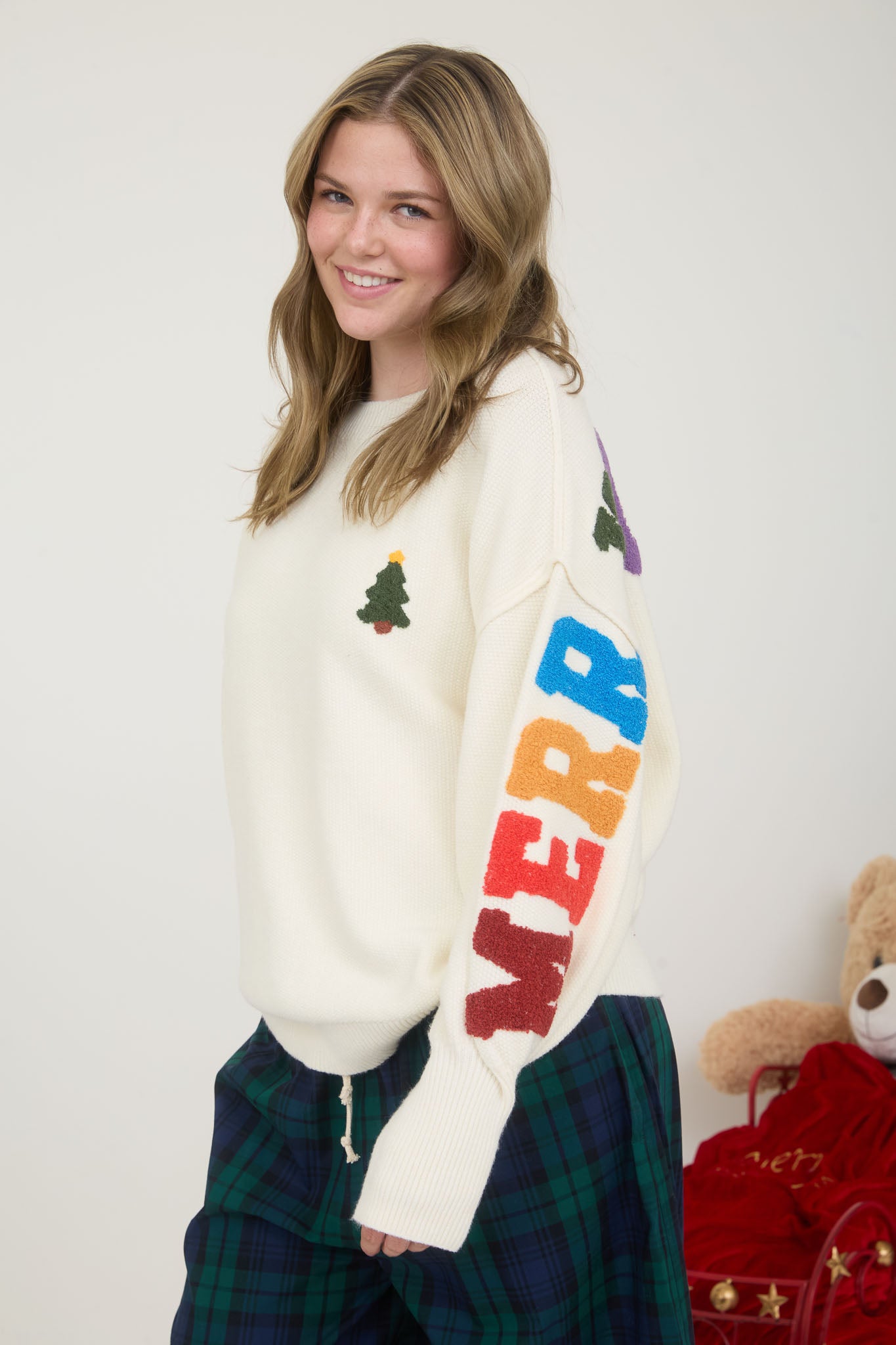 MERRY CHRISTMAS MULTICOLOR CREWNECK KNIT SWEATER (PRE-ORDER)