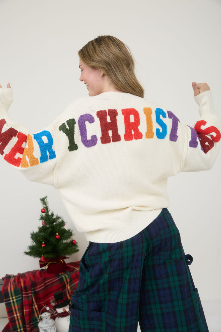 MERRY CHRISTMAS MULTICOLOR CREWNECK KNIT SWEATER (PRE-ORDER)