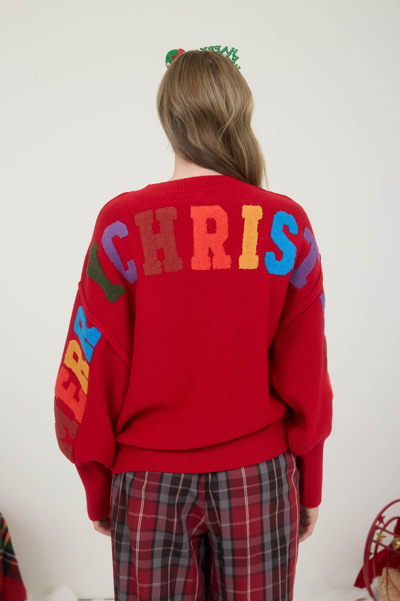MERRY CHRISTMAS MULTICOLOR CREWNECK KNIT SWEATER (PRE-ORDER)
