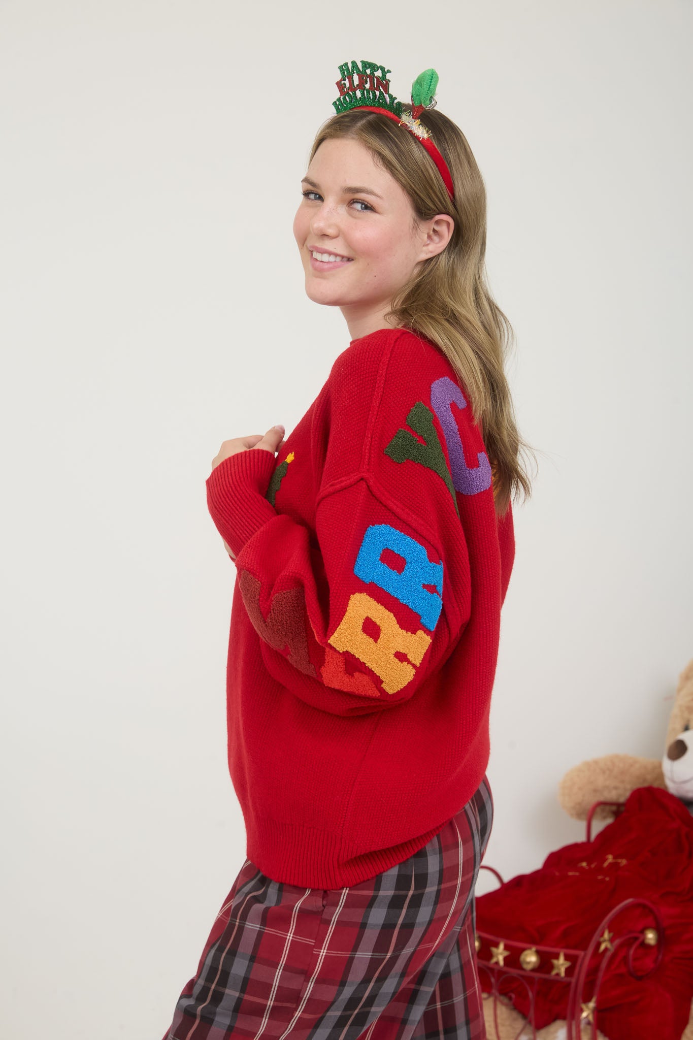 MERRY CHRISTMAS MULTICOLOR CREWNECK KNIT SWEATER (PRE-ORDER)