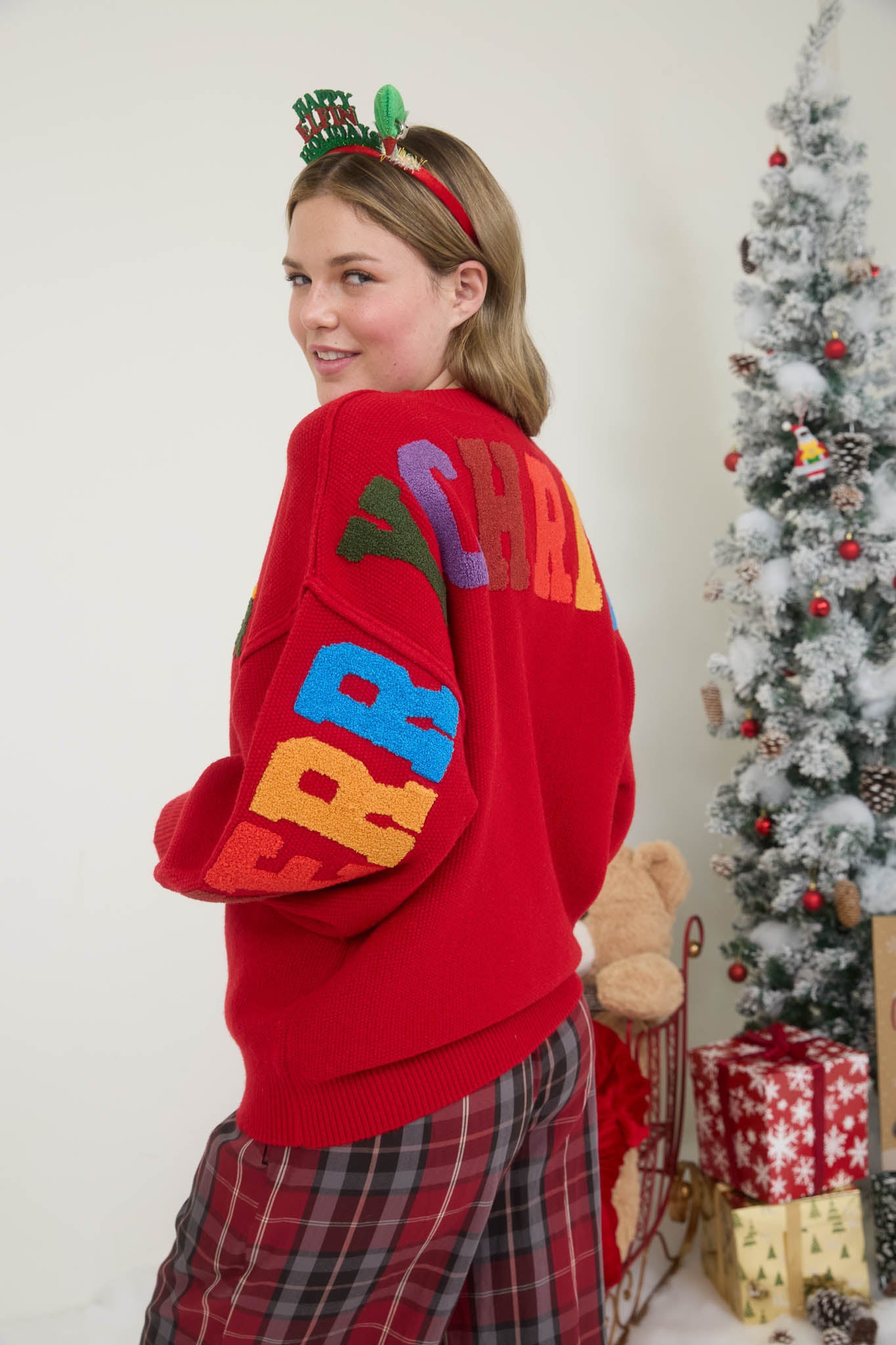 MERRY CHRISTMAS MULTICOLOR CREWNECK KNIT SWEATER (PRE-ORDER)