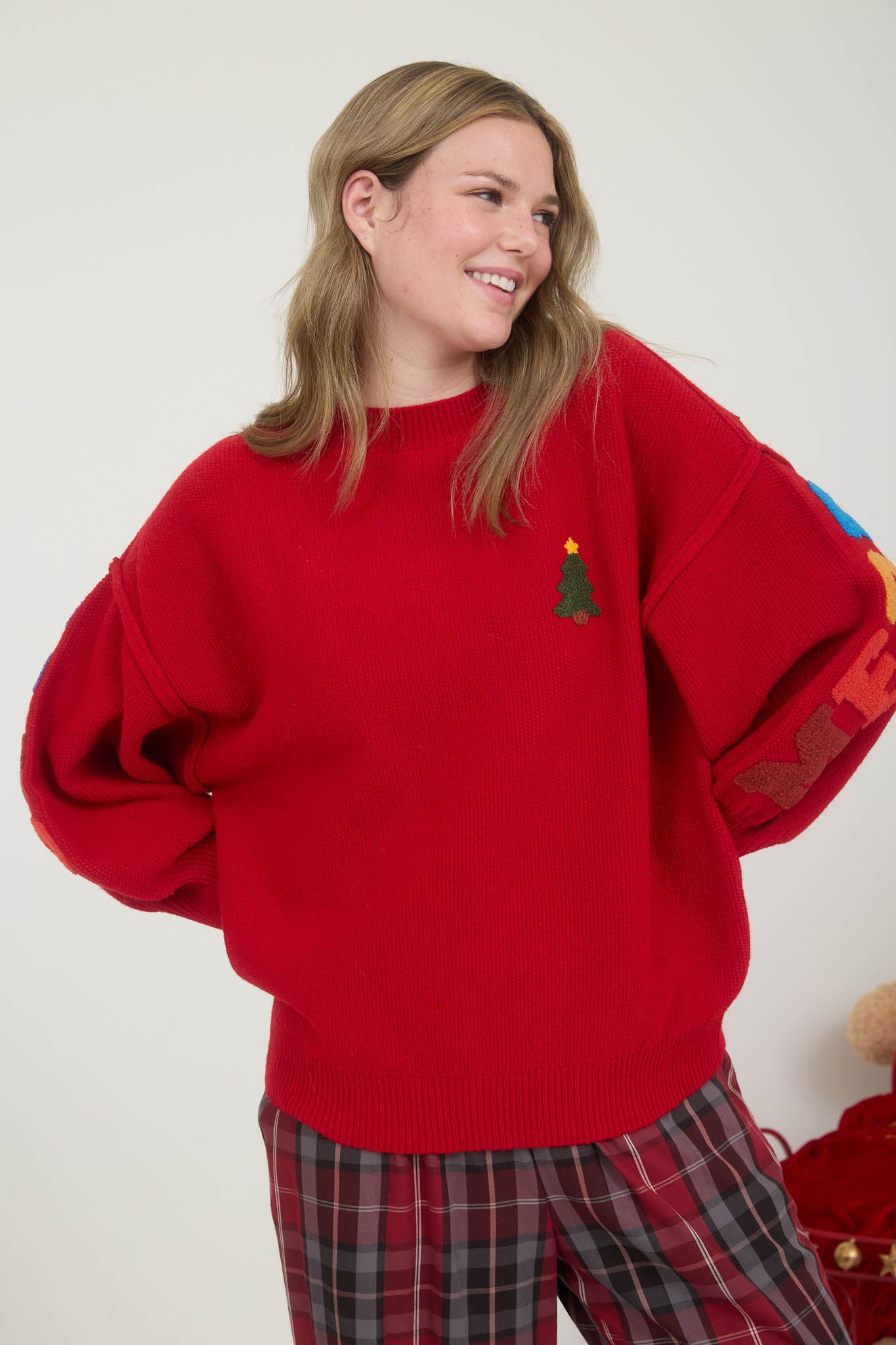 MERRY CHRISTMAS MULTICOLOR CREWNECK KNIT SWEATER (PRE-ORDER)