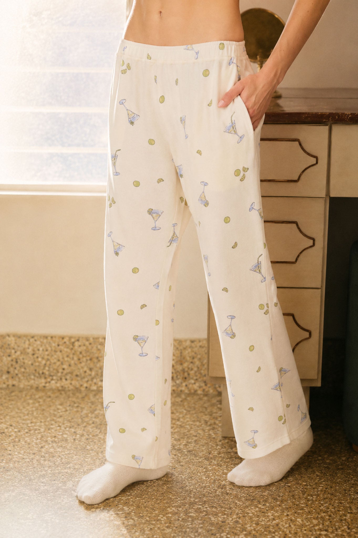 MARTINI MOTIF KNIT LOUNGE PANTS (PRE-ORDER)