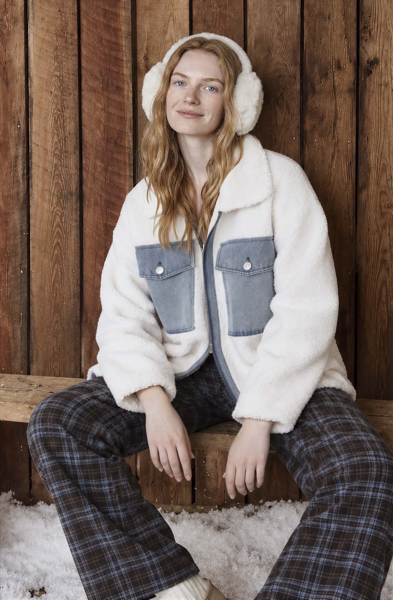 SHERPA DENIM POCKET ZIP-UP JACKET