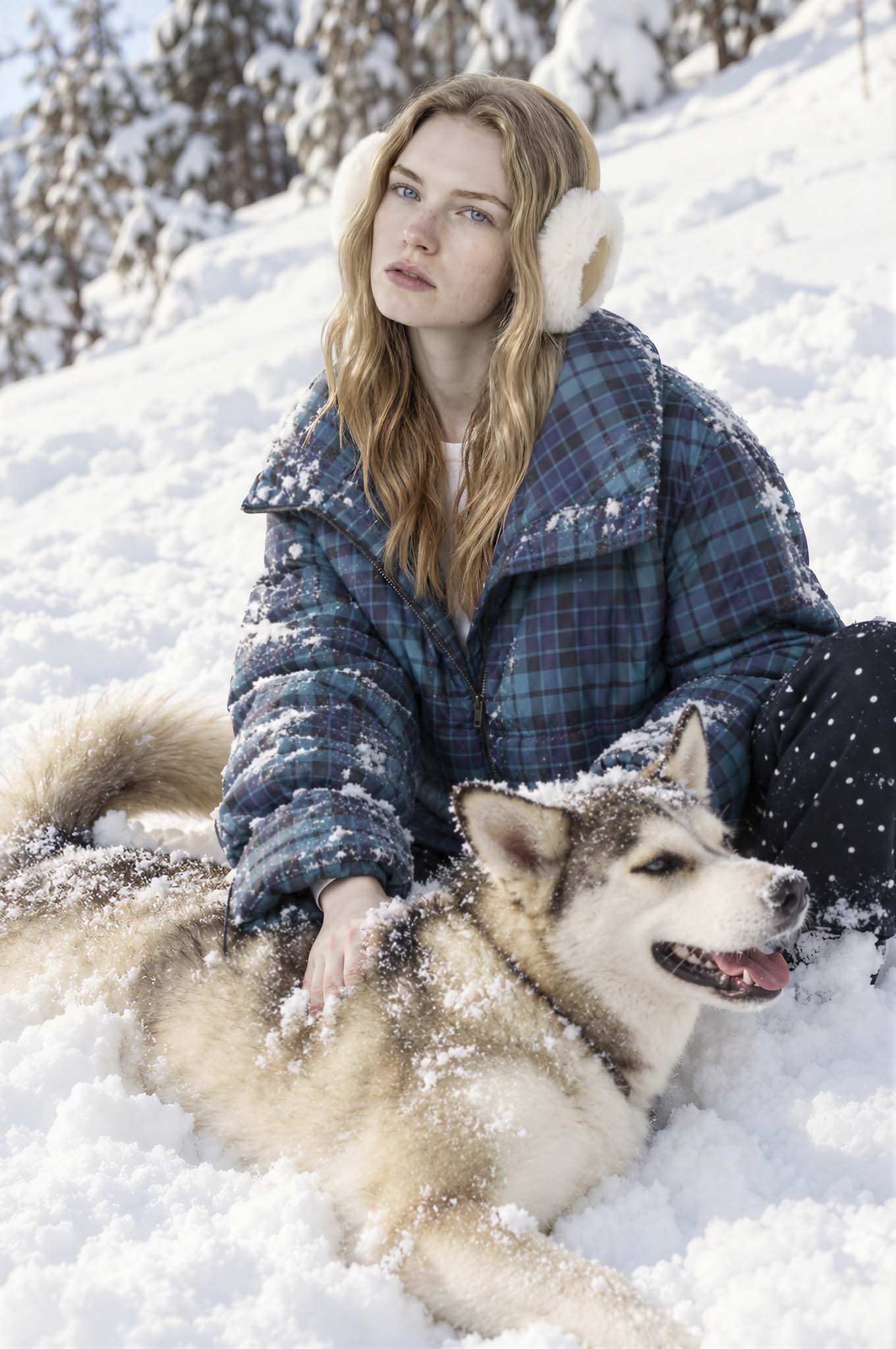 PLAID PUFFER STAND COLLAR ZIP JACKET (PRE-ORDER)