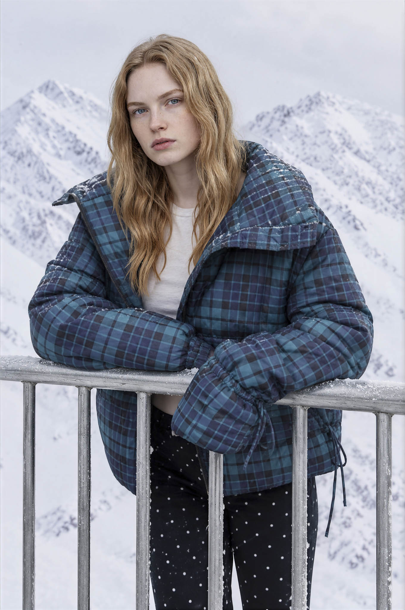 PLAID PUFFER STAND COLLAR ZIP JACKET (PRE-ORDER)