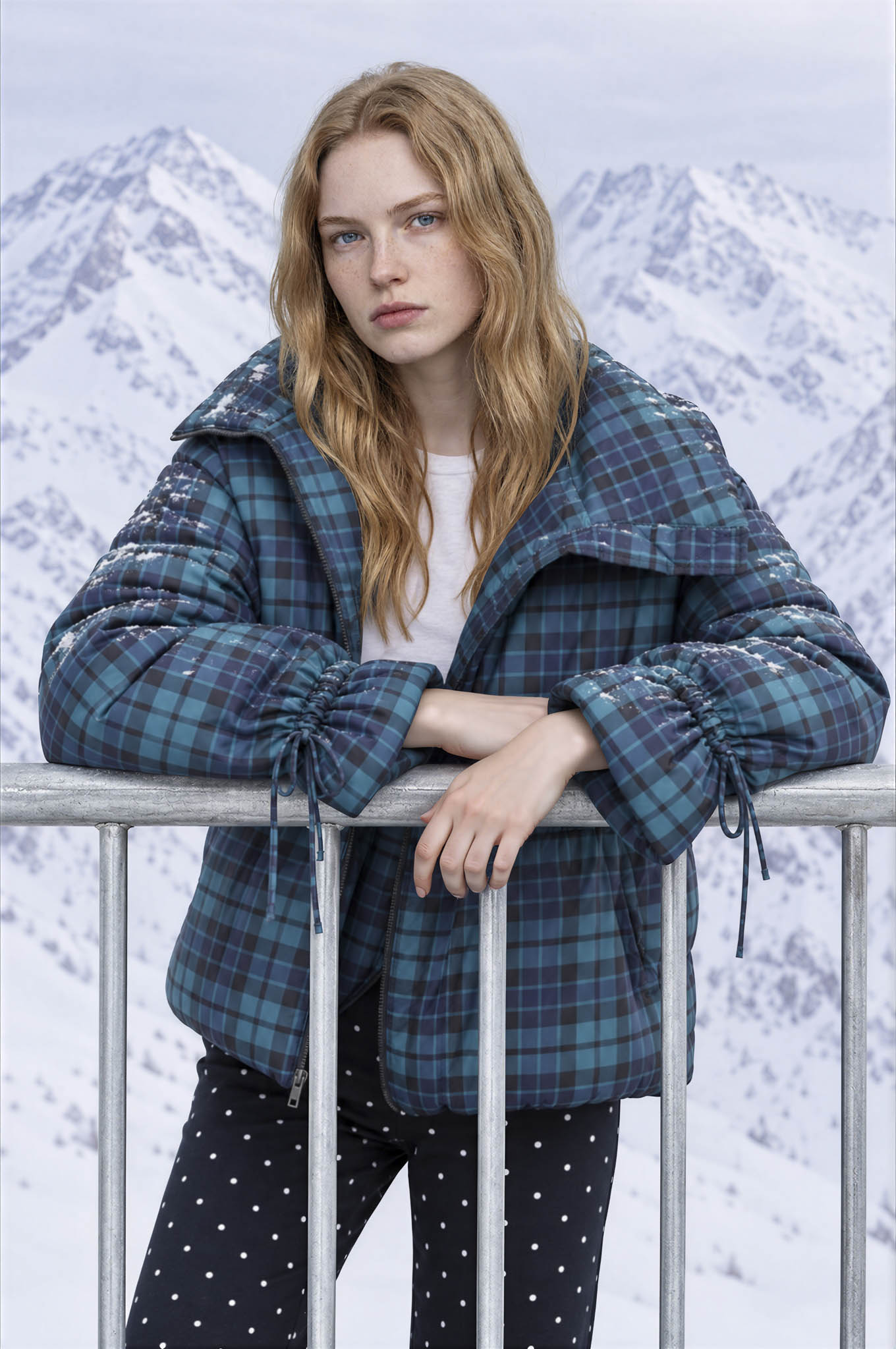 PLAID PUFFER STAND COLLAR ZIP JACKET (PRE-ORDER)