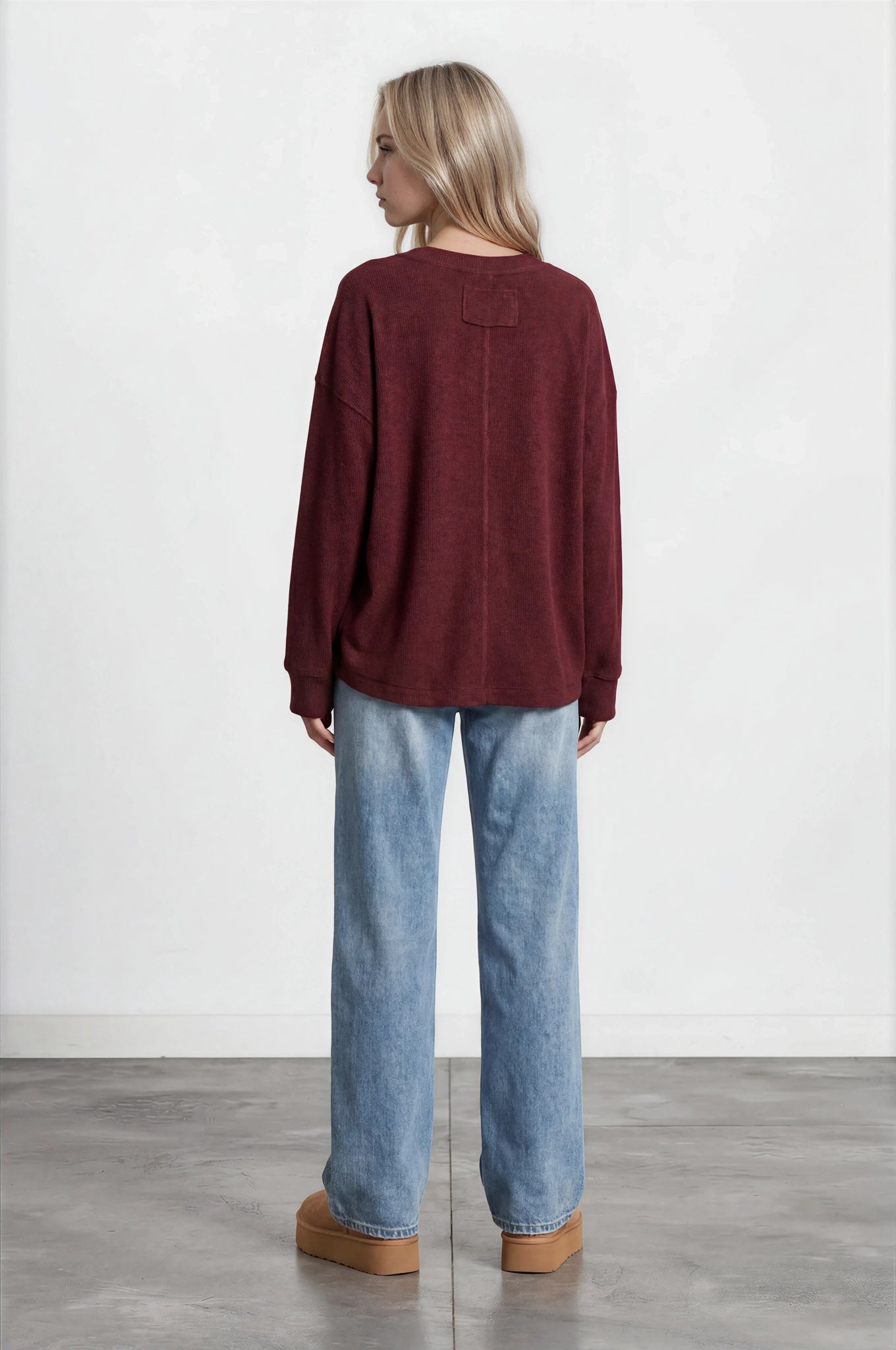 OVERSIZED LONG SLEEVE TEXTURED KNIT TOP (PRE-ORDER)