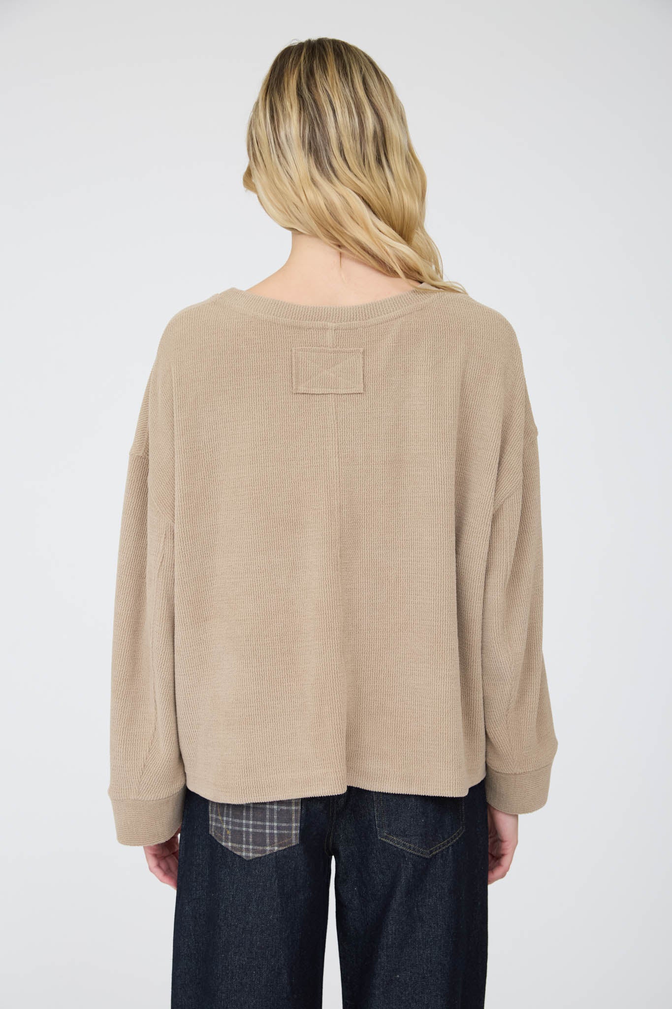 OVERSIZED LONG SLEEVE TEXTURED KNIT TOP (PRE-ORDER)